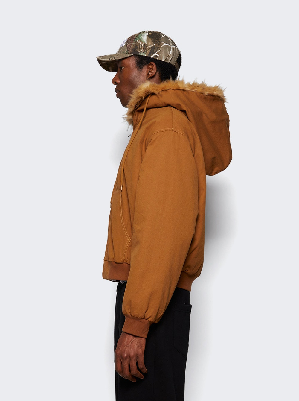 Fur Hood Jacket Brown - 3