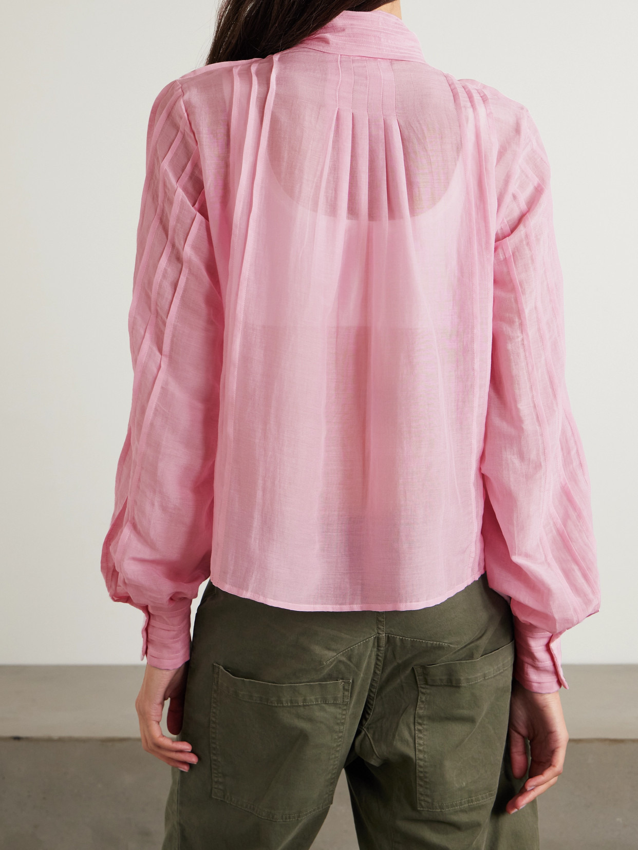 Alba Pussy-bow Pintucked Cotton And Silk-blend Voile Shirt - 3