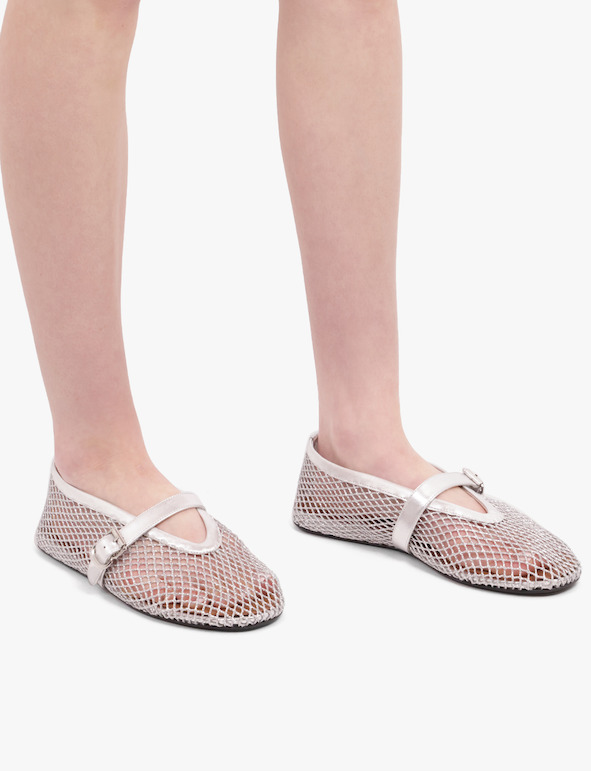 FISHNET MESH BALLET FLAT | SILVER - 5