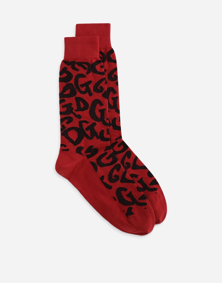 Stretch cotton socks with jacquard DG logo - 1