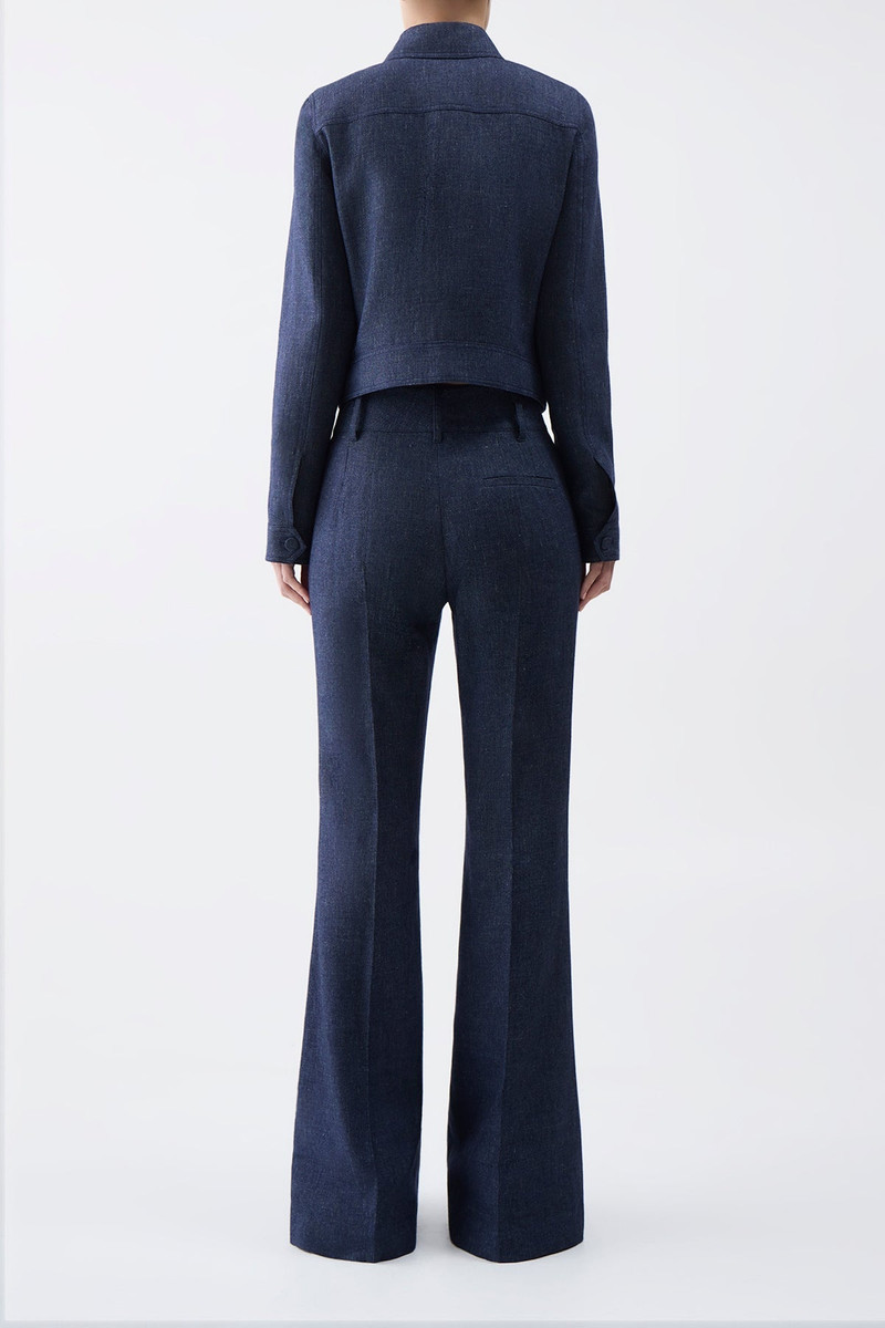 Thereza Jacket in Navy Linen Virgin Wool 4