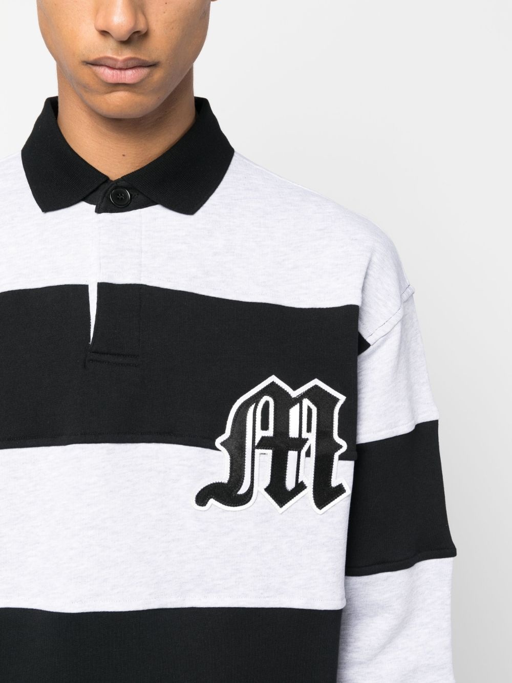 logo-patch striped polo shirt - 5