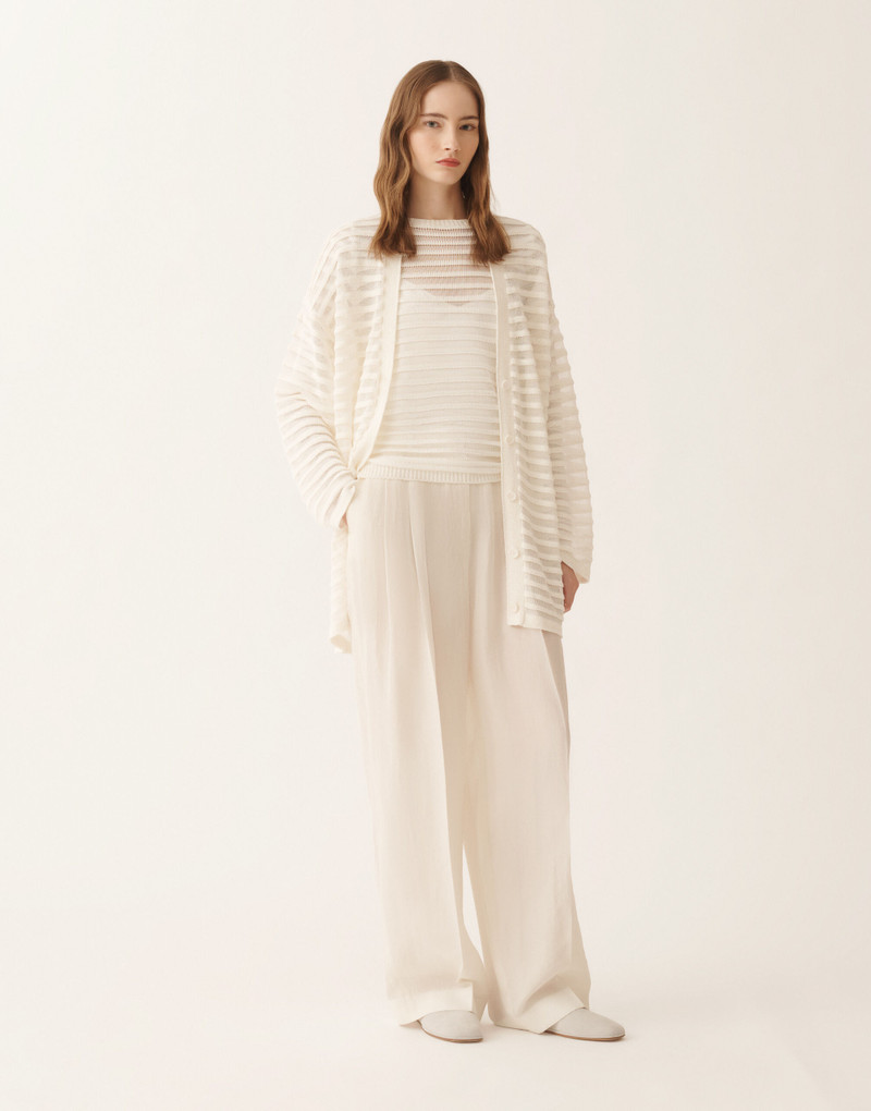 FABIANA FILIPPI White cotton and linen sweater with sequins outlook