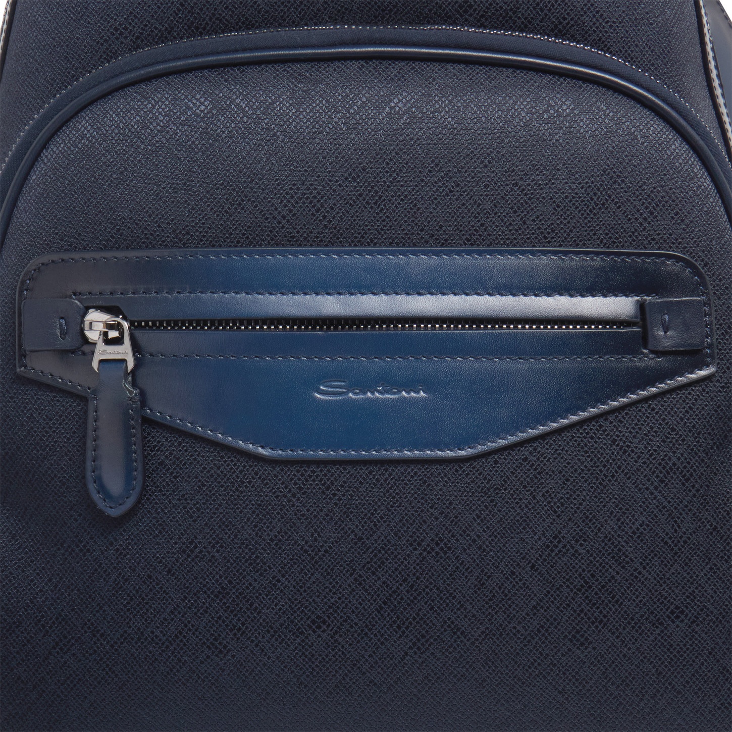 Blue leather and nylon backpack - 3