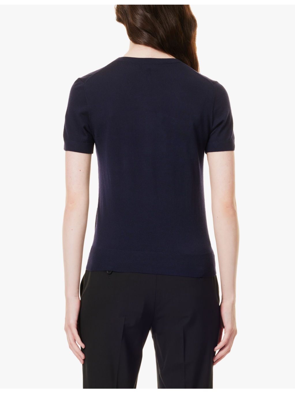 Round-neck ribbed wool-blend top - 4