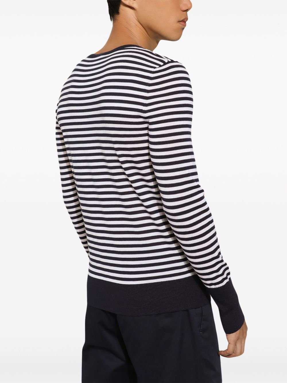logo-embroidered striped jumper - 4