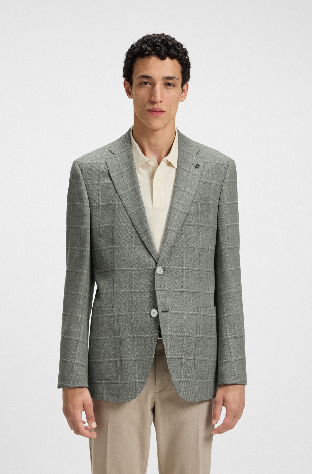 REGULAR-FIT BLAZER IN CHECKED WOOL - 2