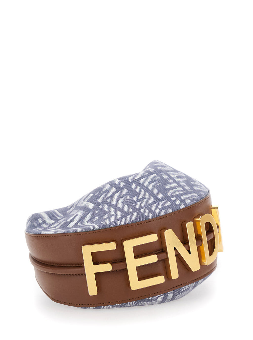 Fendi Women 'Fendigraphy' Blue Mini Handbag With Logo Lettering And All-Over Ff Motif In Cotton Blen - 5