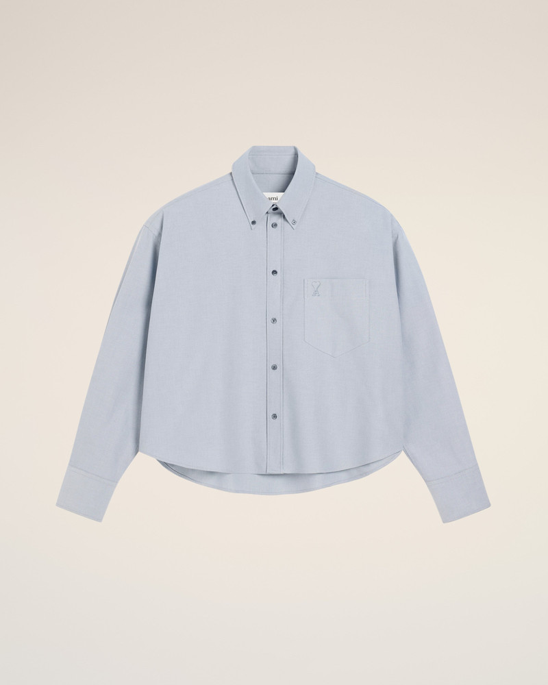 AMI Paris BLUE COTTON BUTTON-DOWN CROPPED OVERSIZED SHIRT outlook
