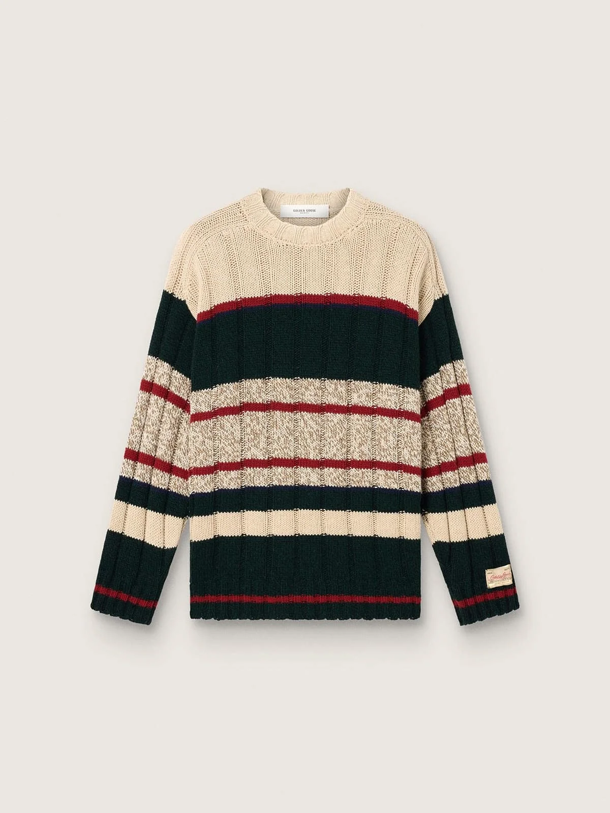 Men's sweater in striped alpaca blend - 1