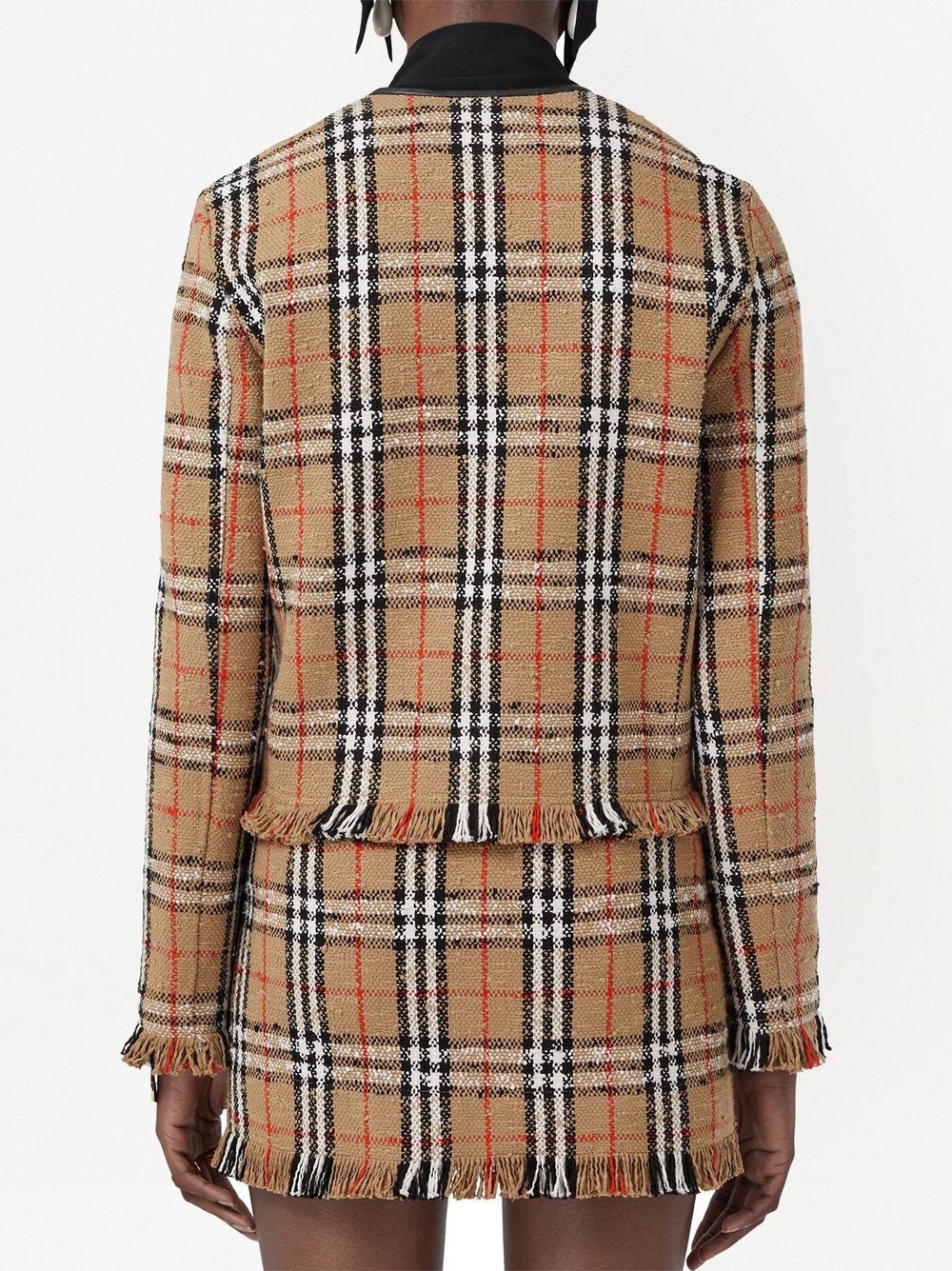 Vintage-Check Bouclé collarless jacket - 4