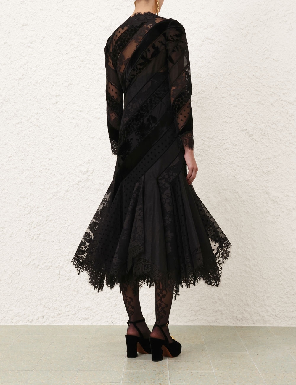 EDEN V NECK SPLICED GOWN - 4