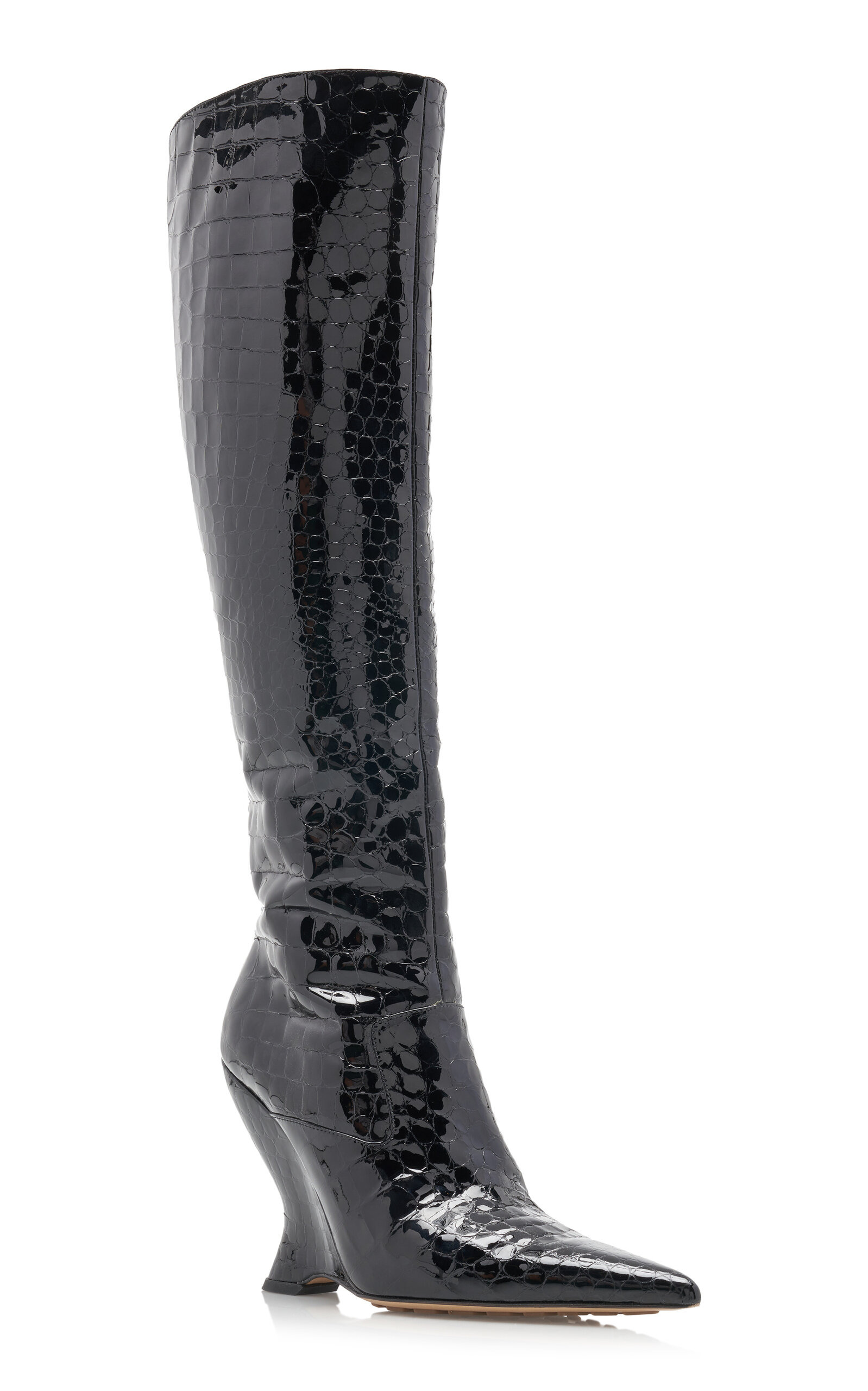 Punta Gloss Croc Leather Boots black - 7