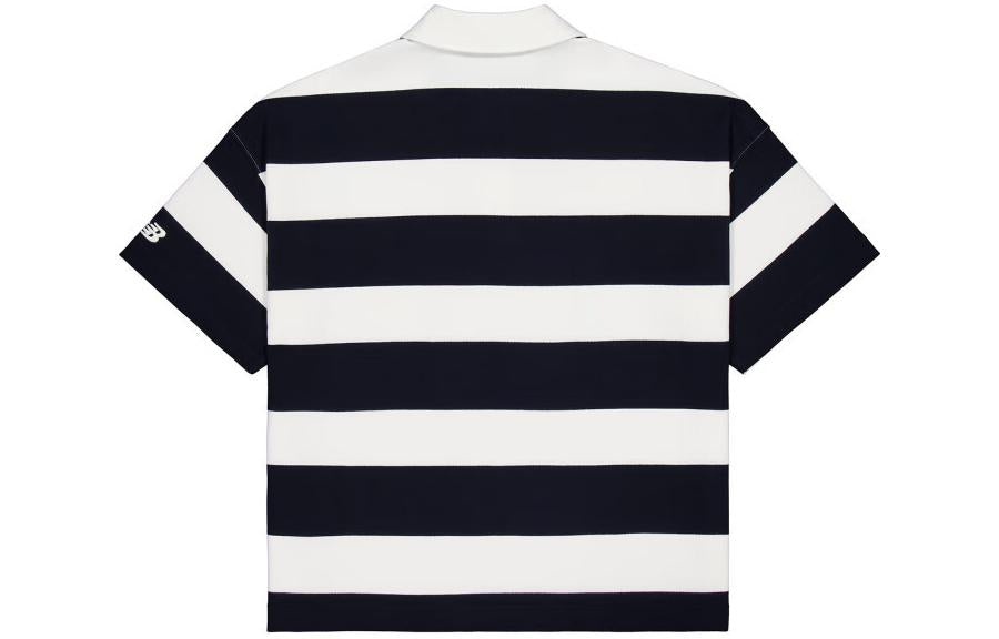 (WMNS) New Balance Striped Polo Shirt 'Black White' NFE22412-MIX - 2