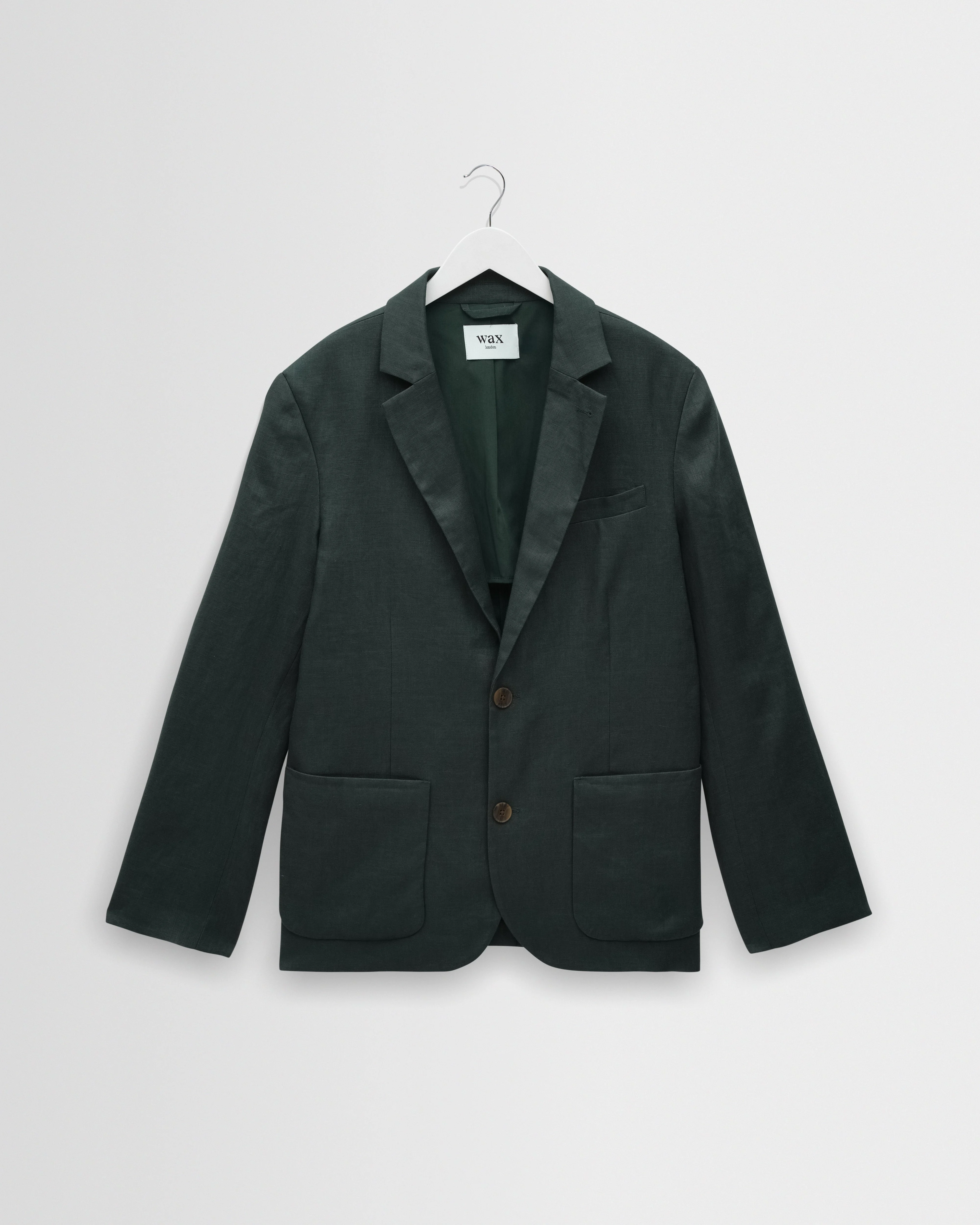 Fintry - Dark Green Linen Single-Breasted Blazer - 1