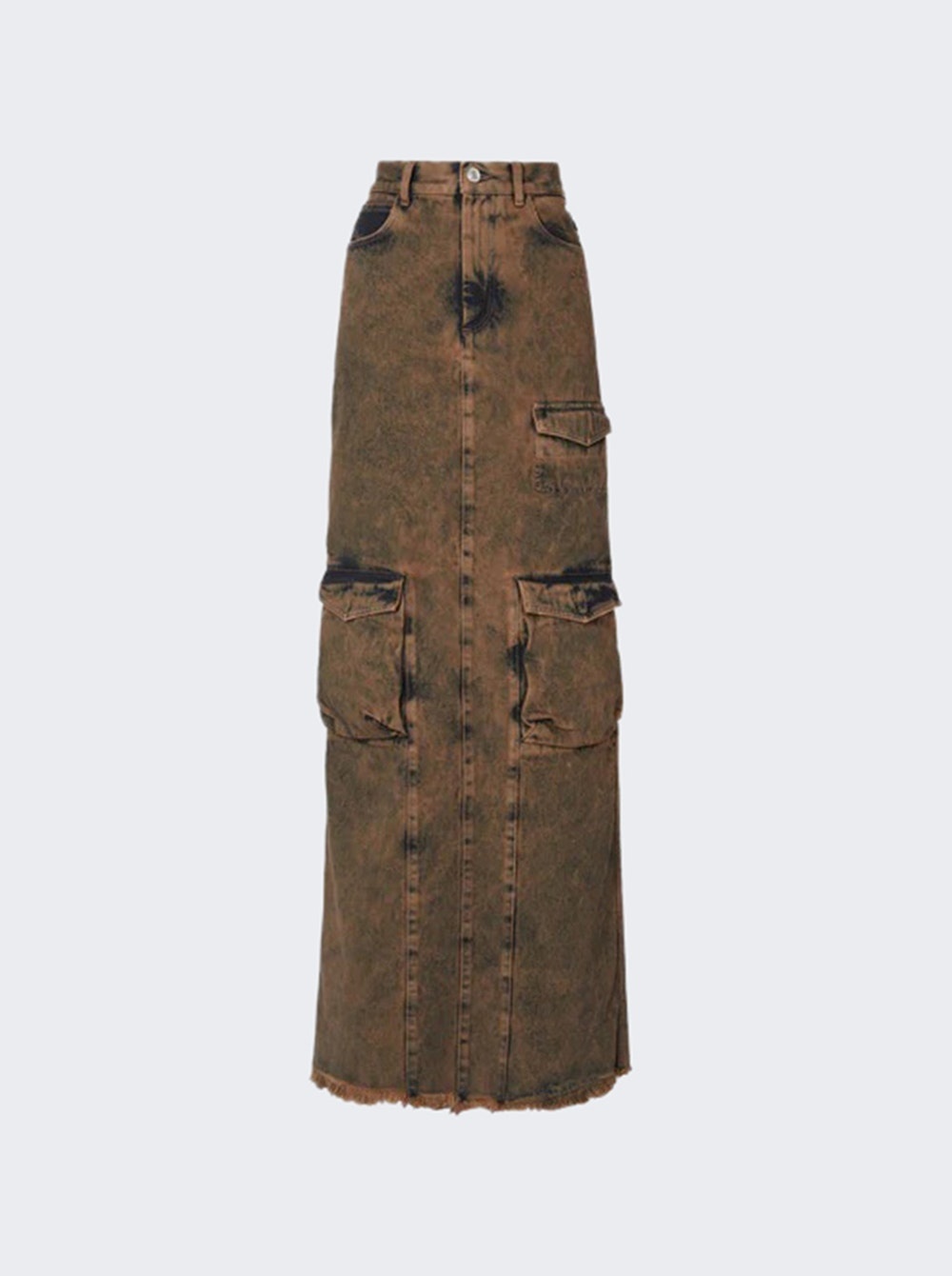 Denim Cargo Skirt Brown - 1