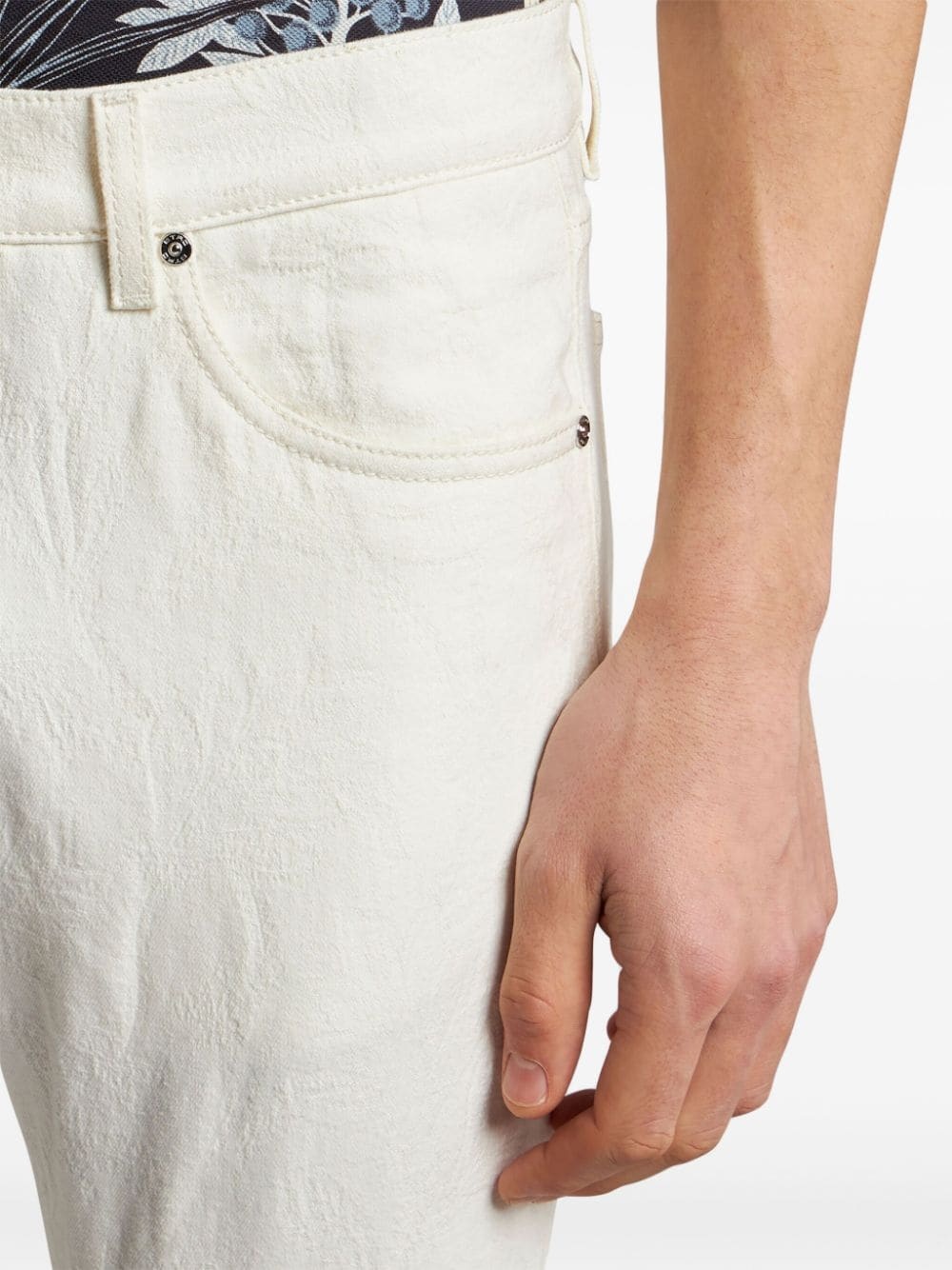 slim-cut jacquard jeans - 5