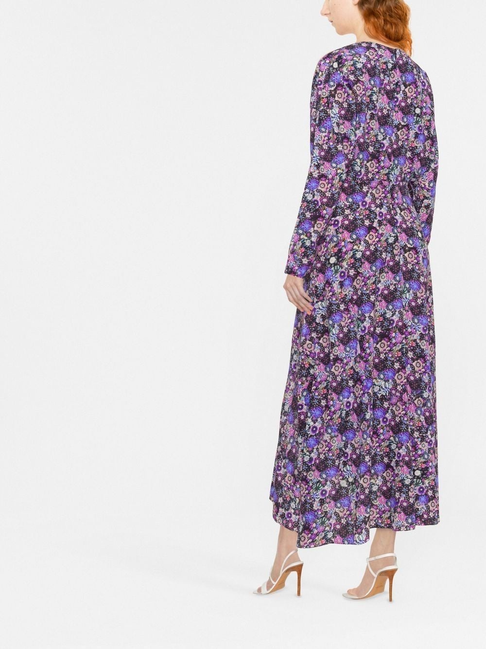 floral-print long-sleeve maxi dress - 3