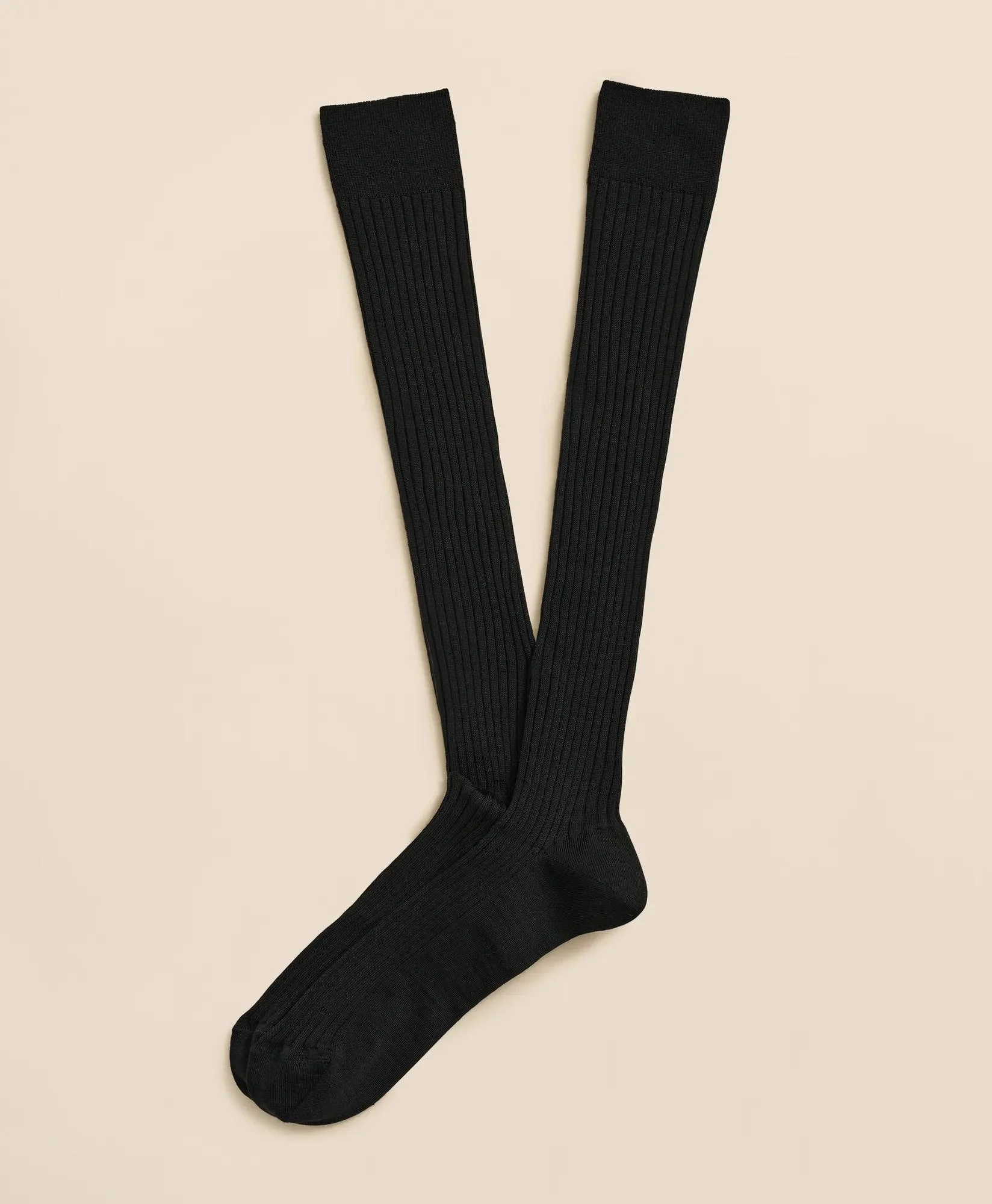 Merino Wool Blend Over-the-Calf Ribbed Socks - 1