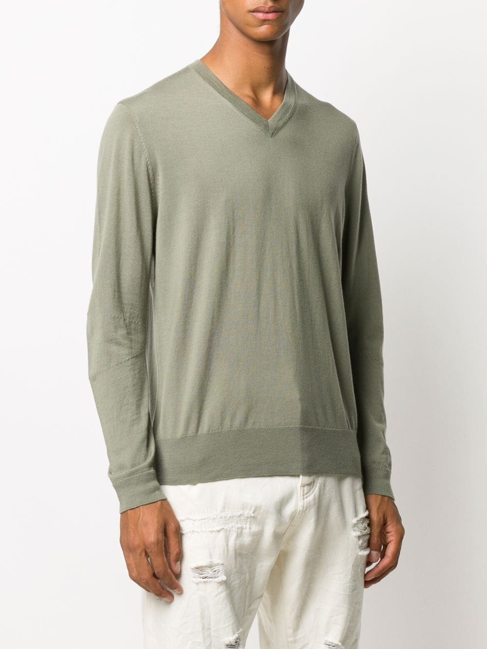 V-neck wool jumper - 3