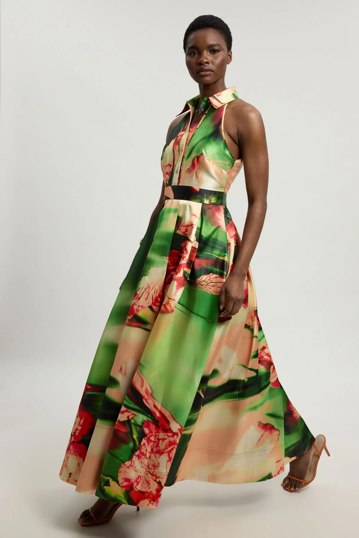 Blurred Orchid Twill Collared Maxi Dress - 1