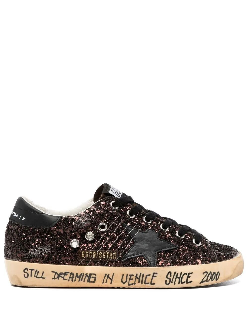 Golden Goose Women "Super Star" Glitter Upper Suede Tongue Leather Star And Heel Signature Foxing - 1