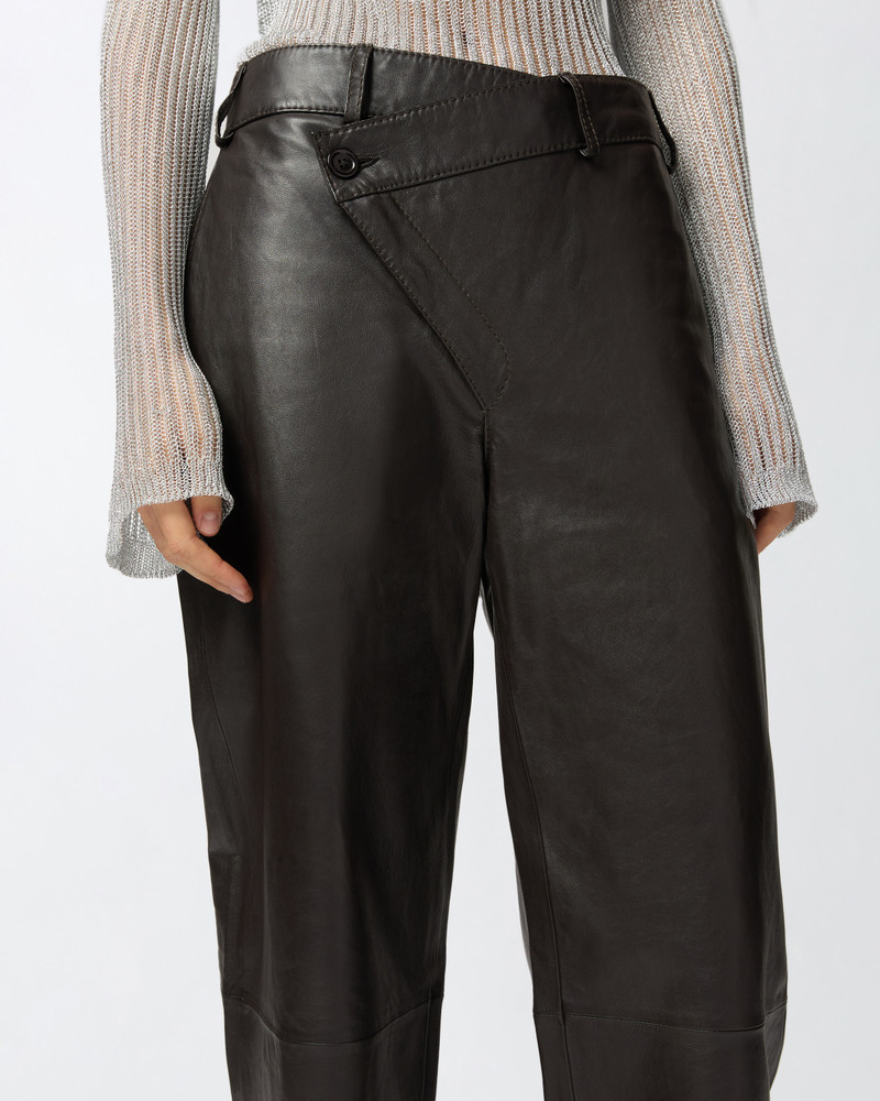 REIMAGINE BY PINKO X PATRICK MCDOWELL LEATHER TROUSERS WITH CROSSOVER 5