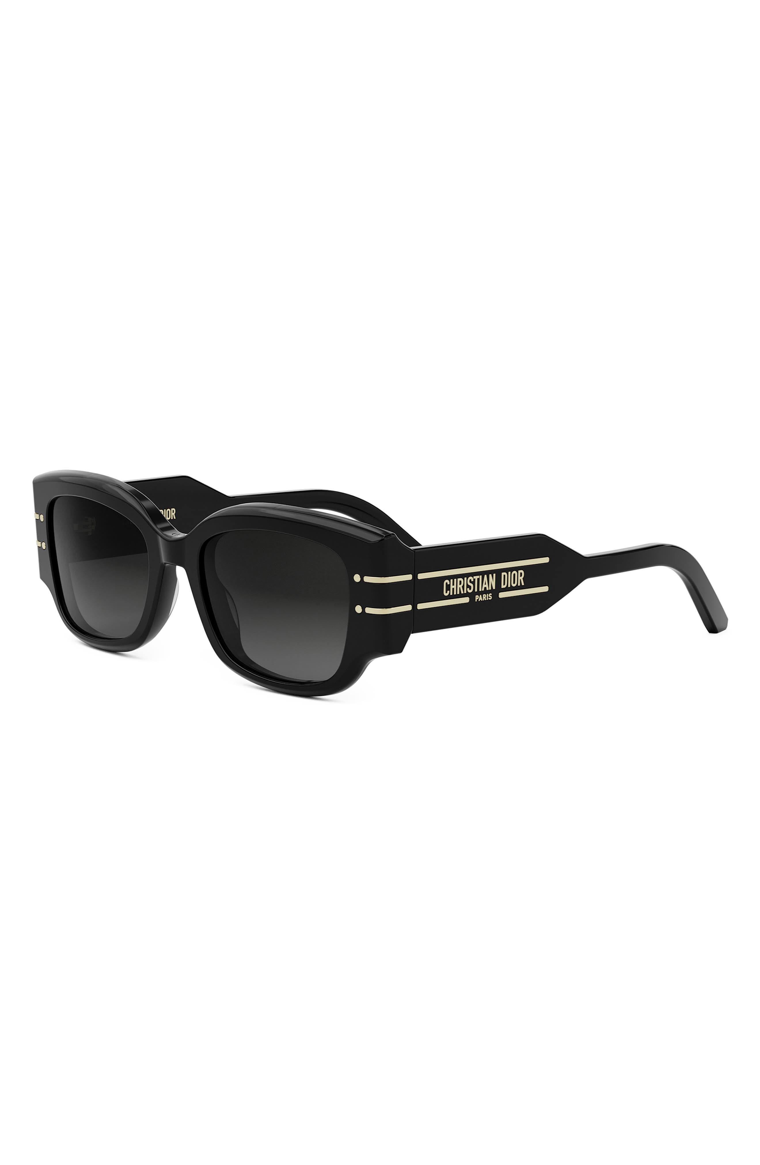 'DiorSignature S13I 52mm Rectangular Sunglasses in Shiny Black /Gradient Smoke at Nordstrom - 2