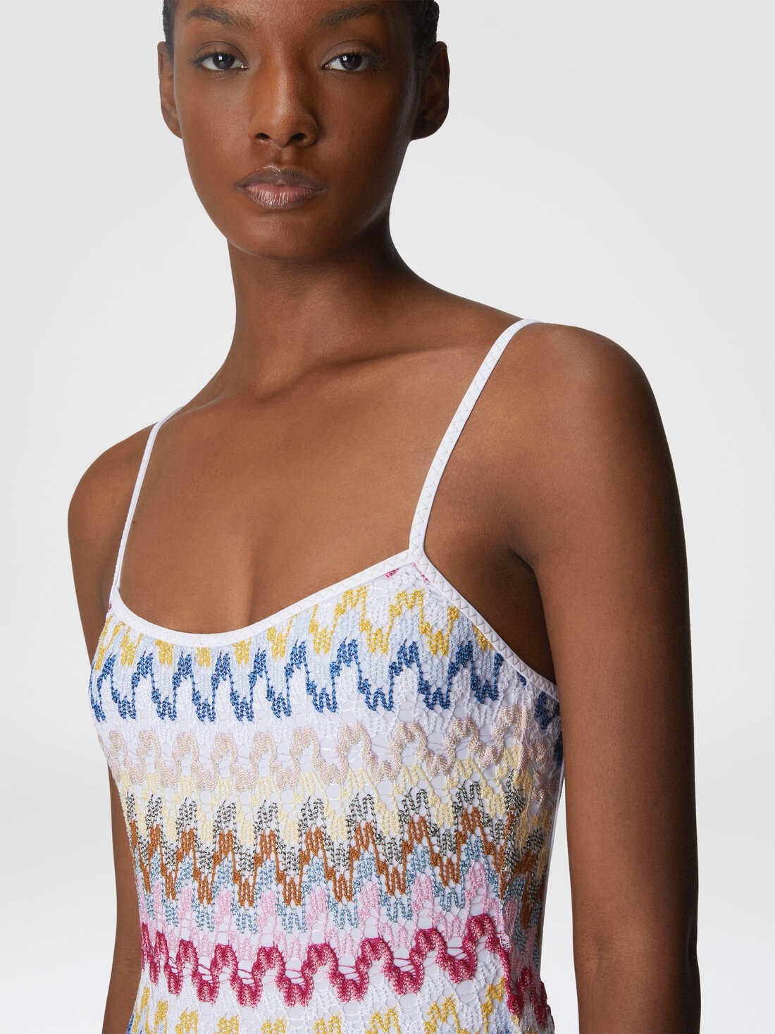 One-piece swimsuit in lamé viscose lace - 4