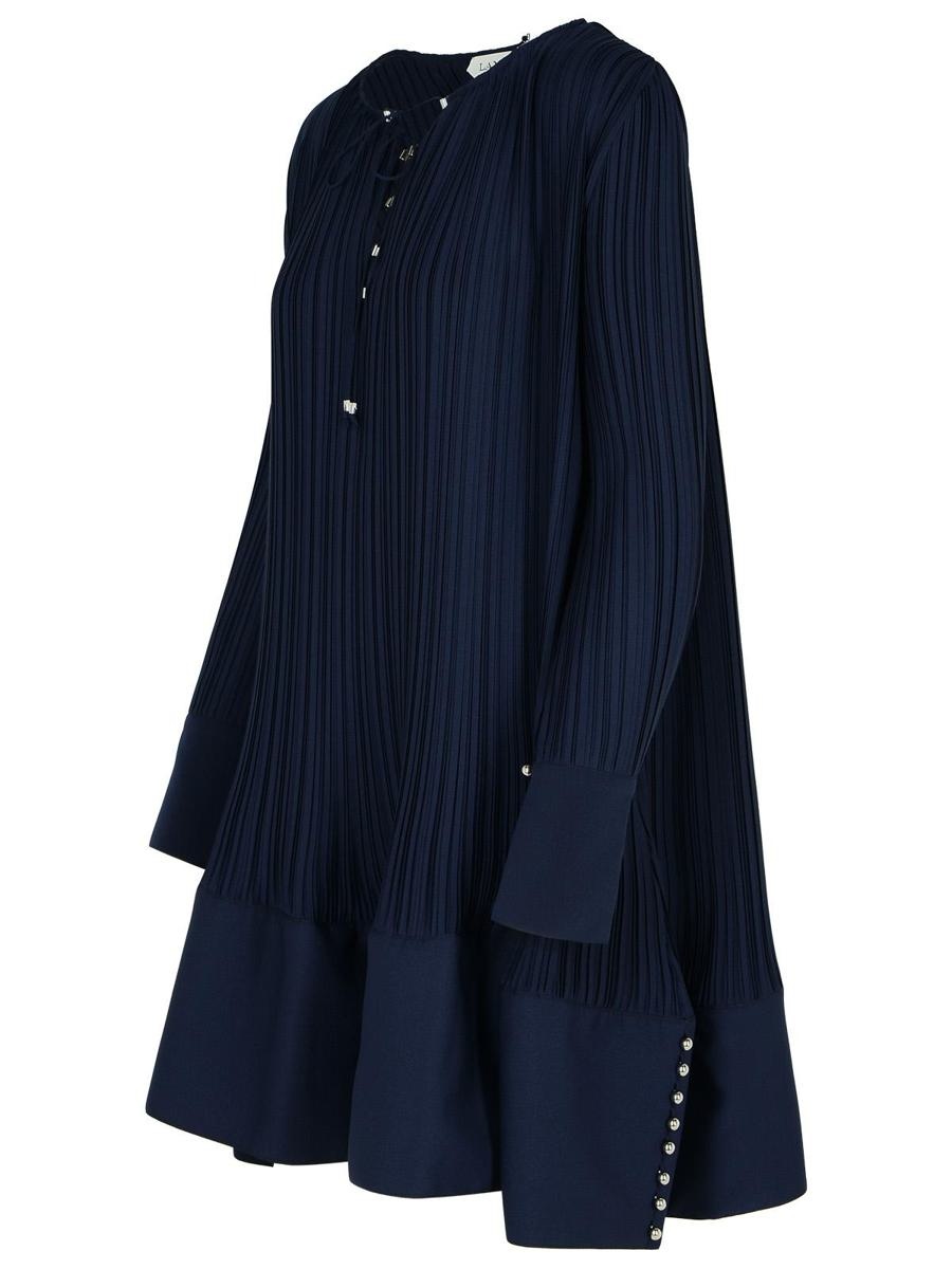 Lanvin Lanvin 'Pleated' Navy Polyester Dress | baltini