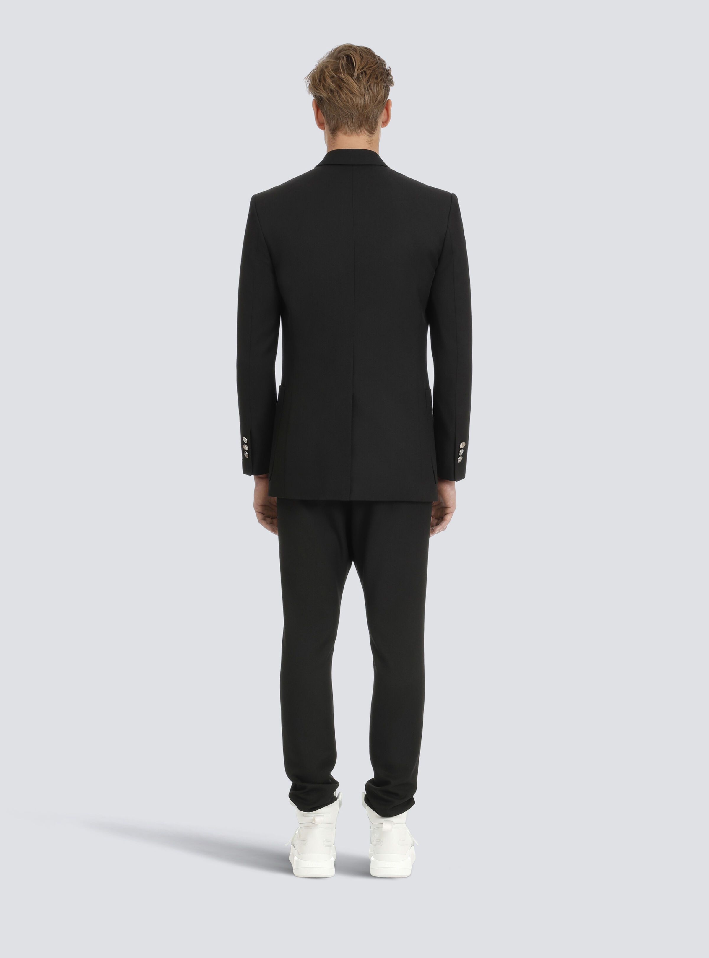 Twill blazer with double-breasted silver-tone buttoned fastening - 4