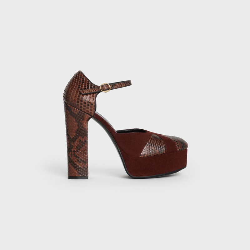 CELINE MELODY MARY JANE PUMP  IN  PYTHON & SUEDE CALFSKIN 1