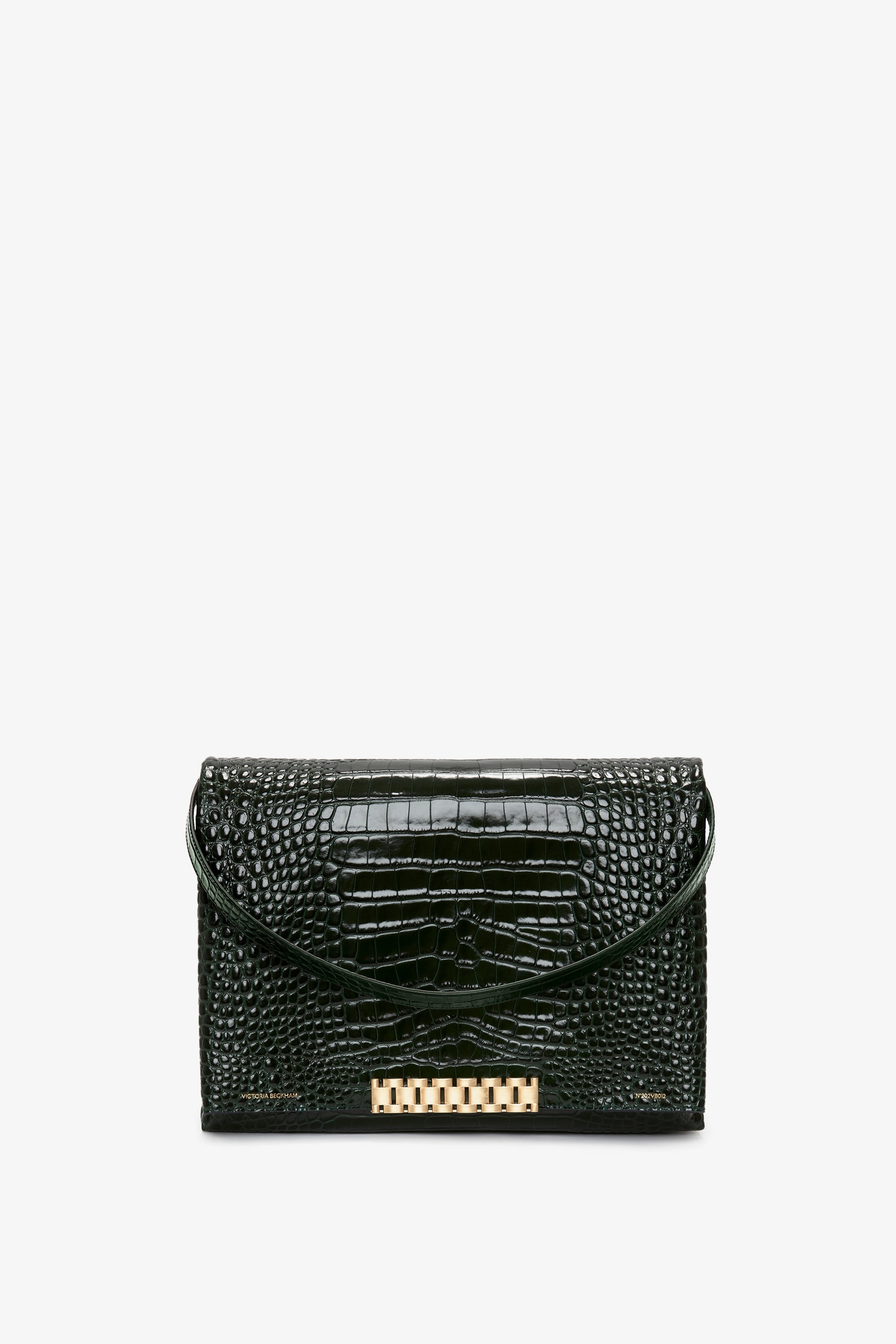 Jumbo Chain Pouch in Dark Forest Croc Leather - 2