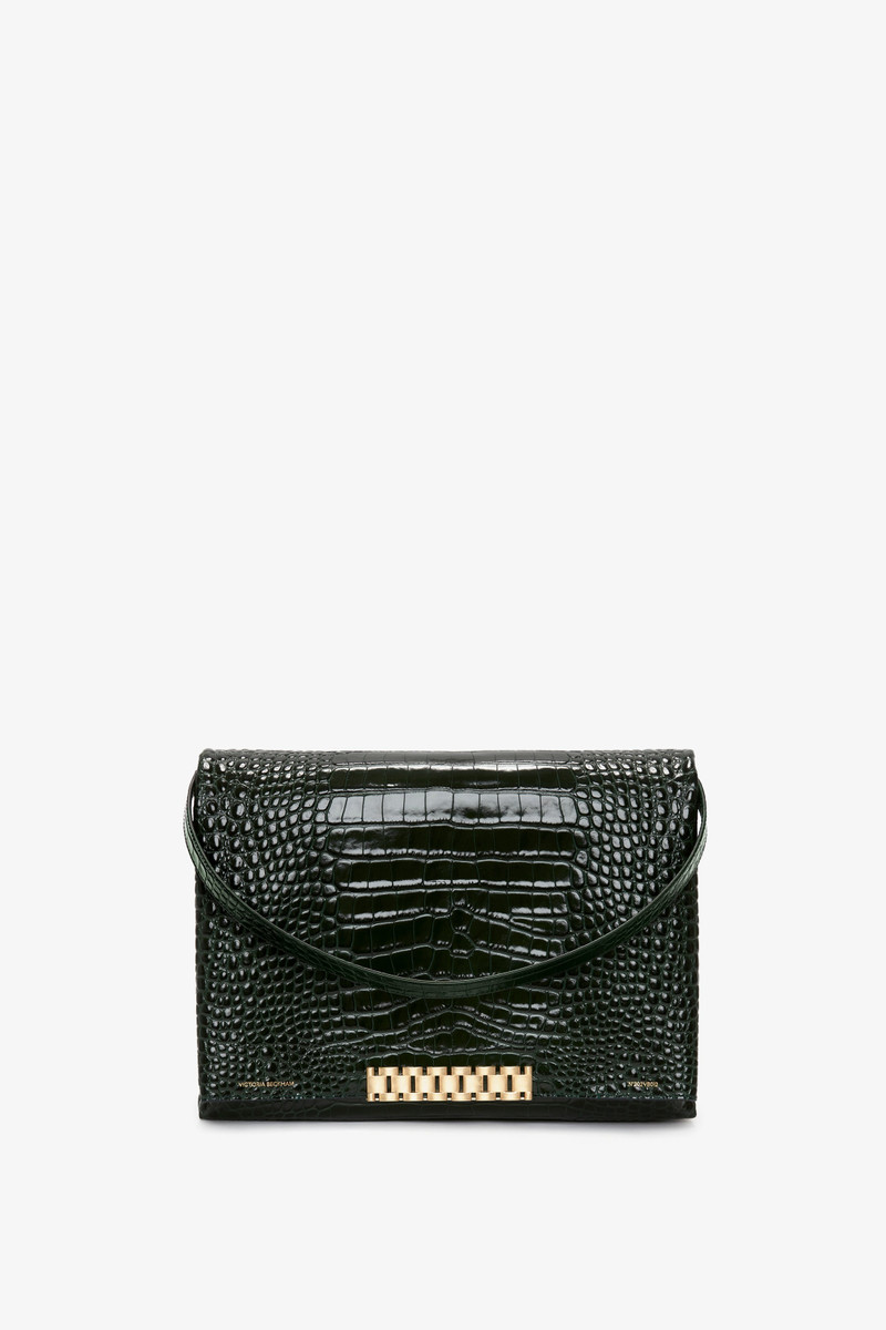 Jumbo Chain Pouch in Dark Forest Croc Leather 2