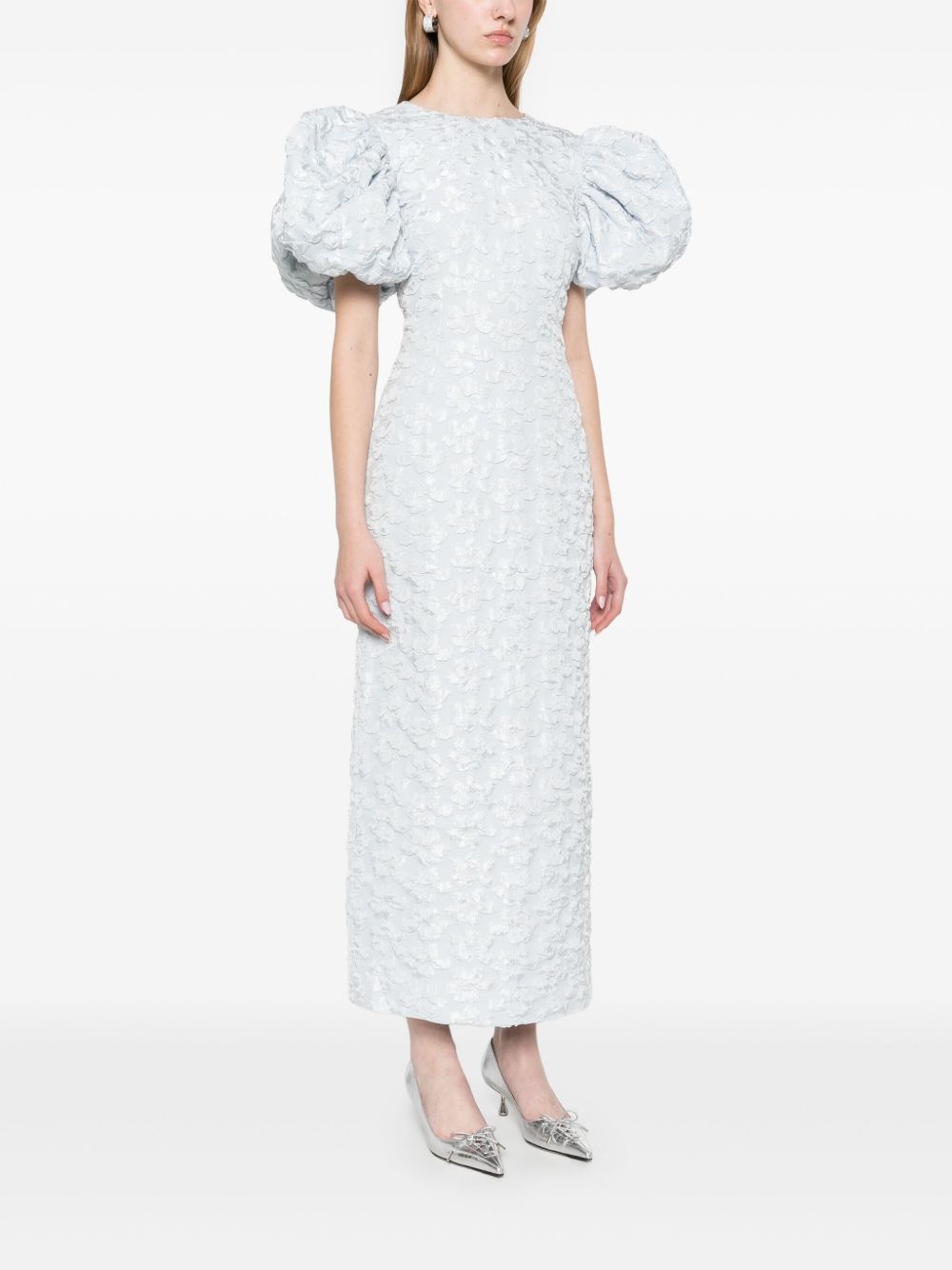 jacquard puffy midi dress - 3