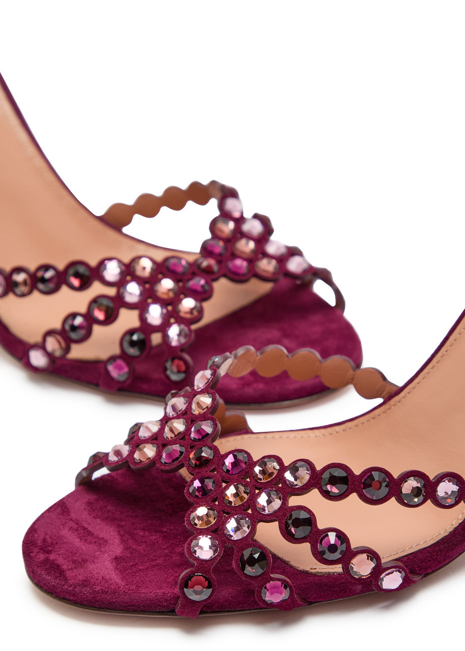 Aquazzura Tequila 85 Embellished Suede Sandals - 4