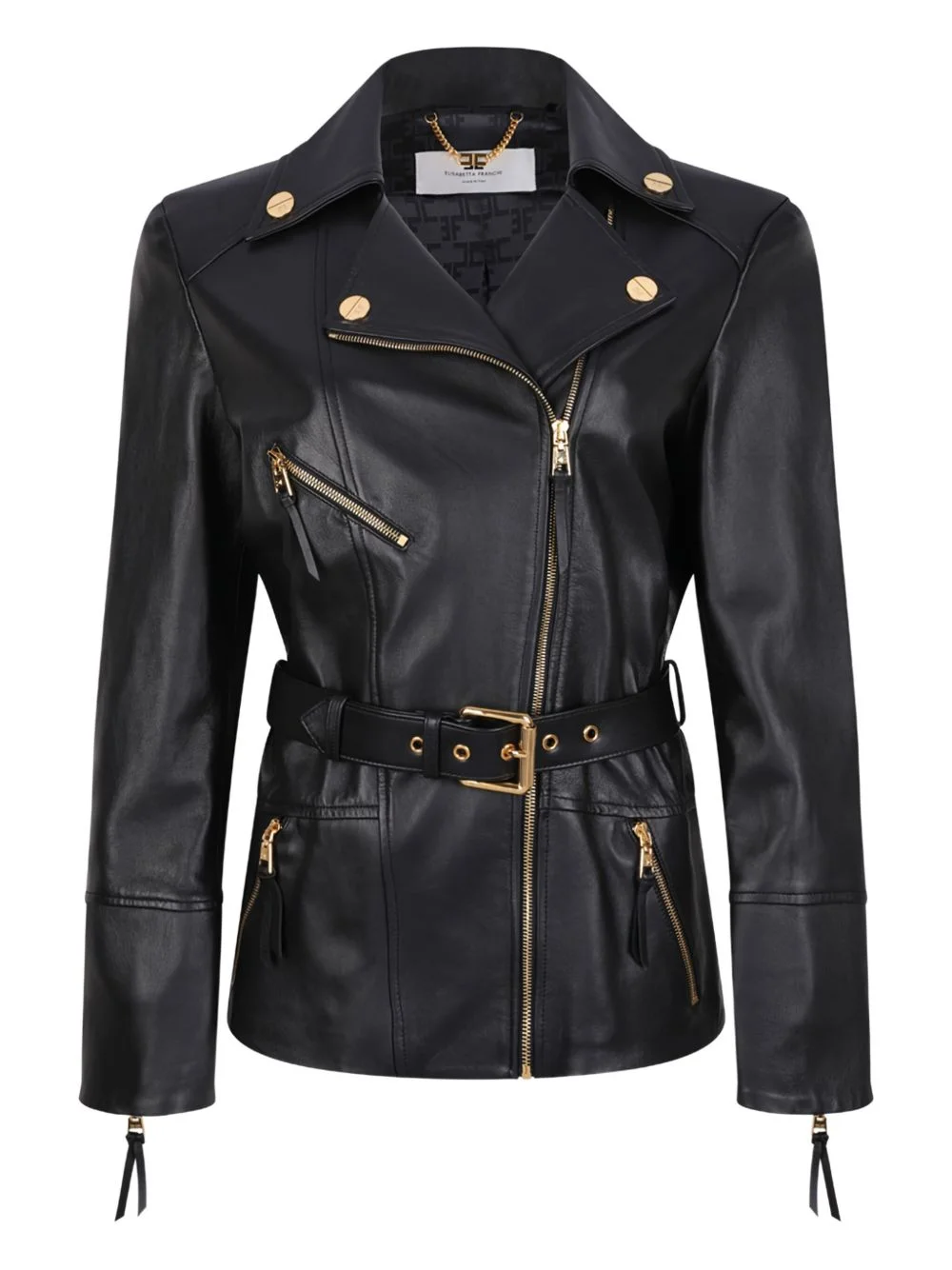 belted leather jacket - 1