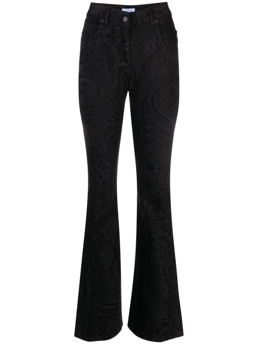 Warped Snakeskin-print mid-rise flared jeans - 1