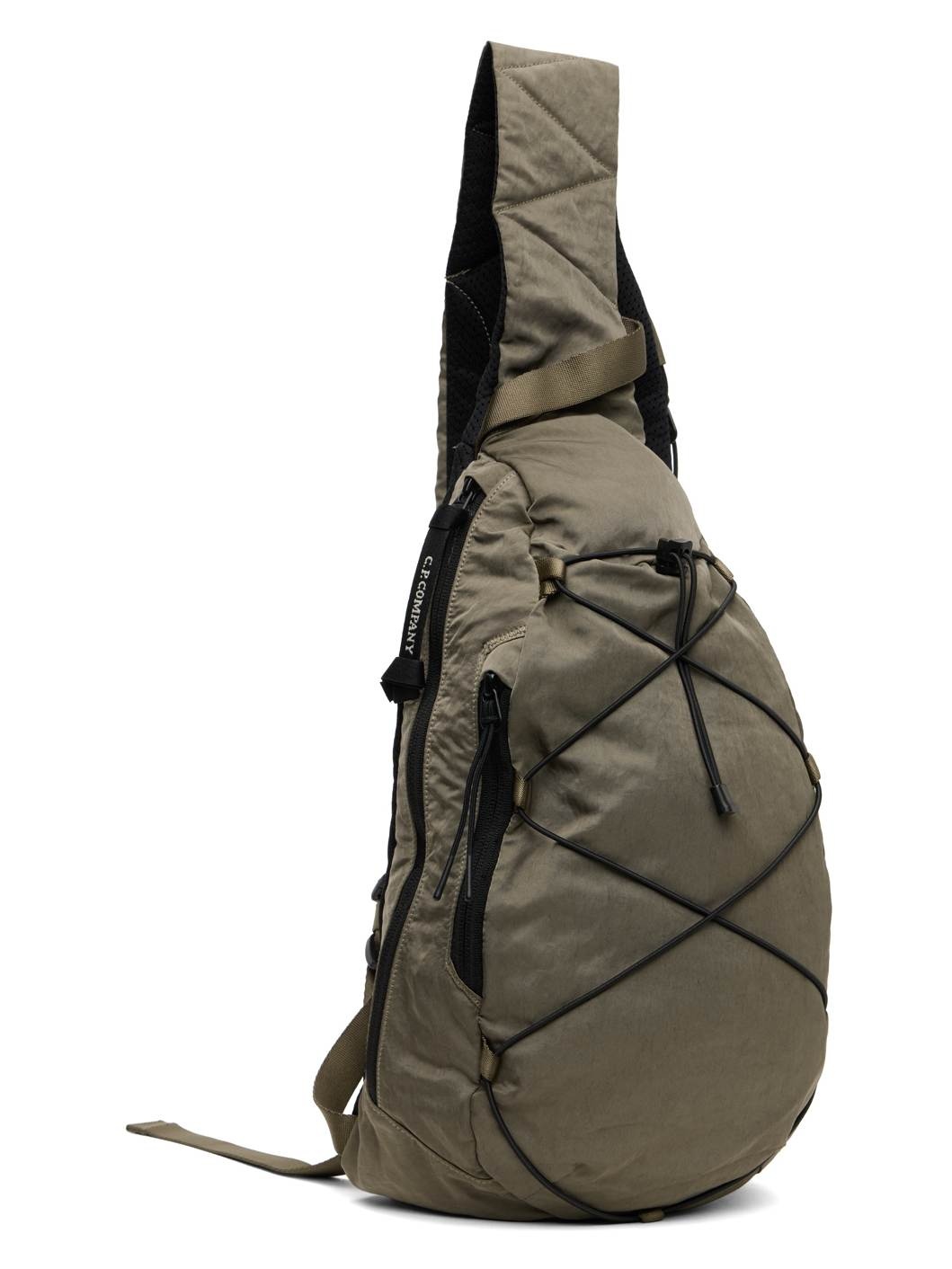 Khaki Nylon B Crossbody Rucksack Bag - 2