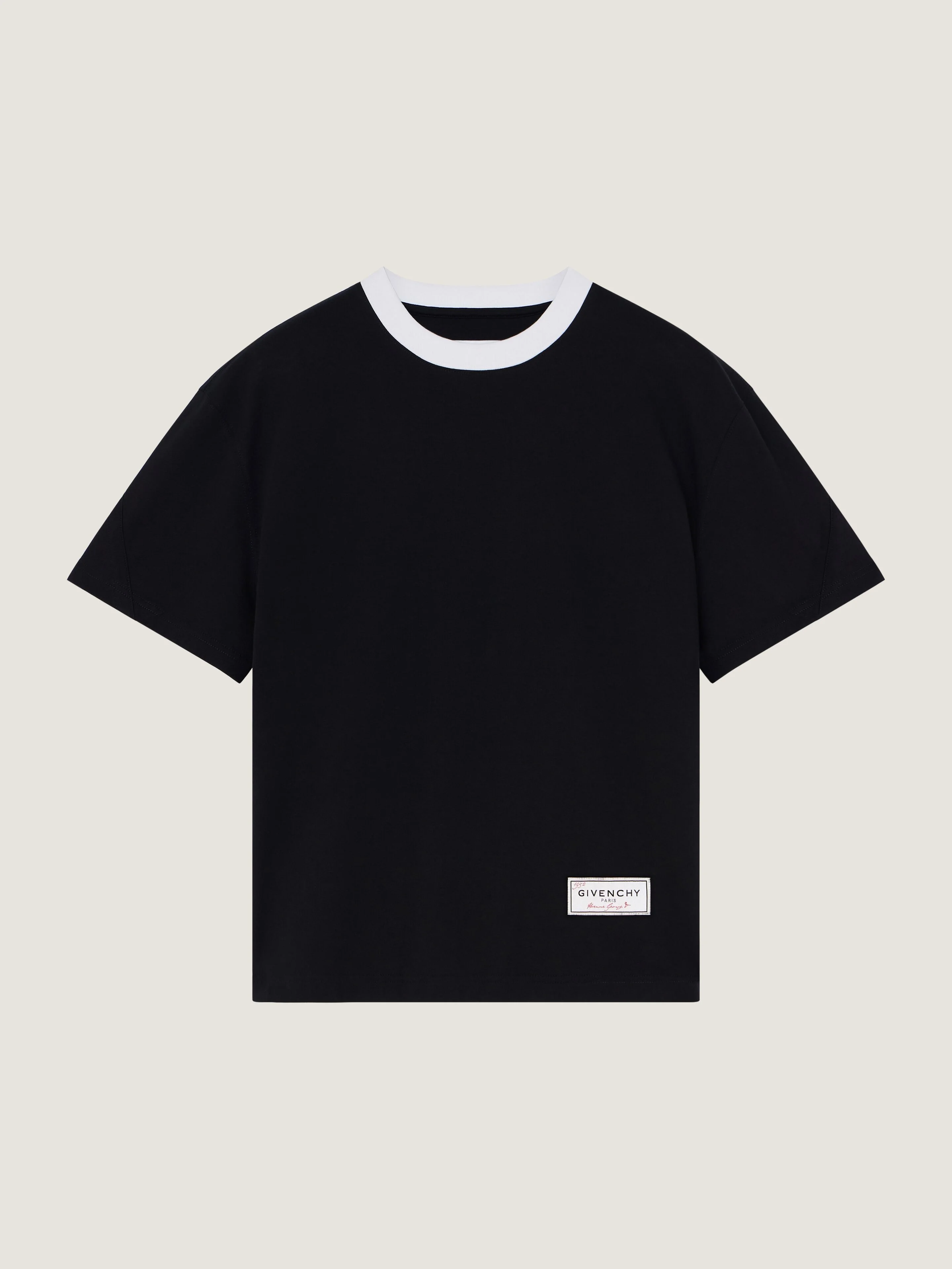 COUTURE SEAM T-SHIRT IN COTTON WITH CONTRASTING COLLAR - 1