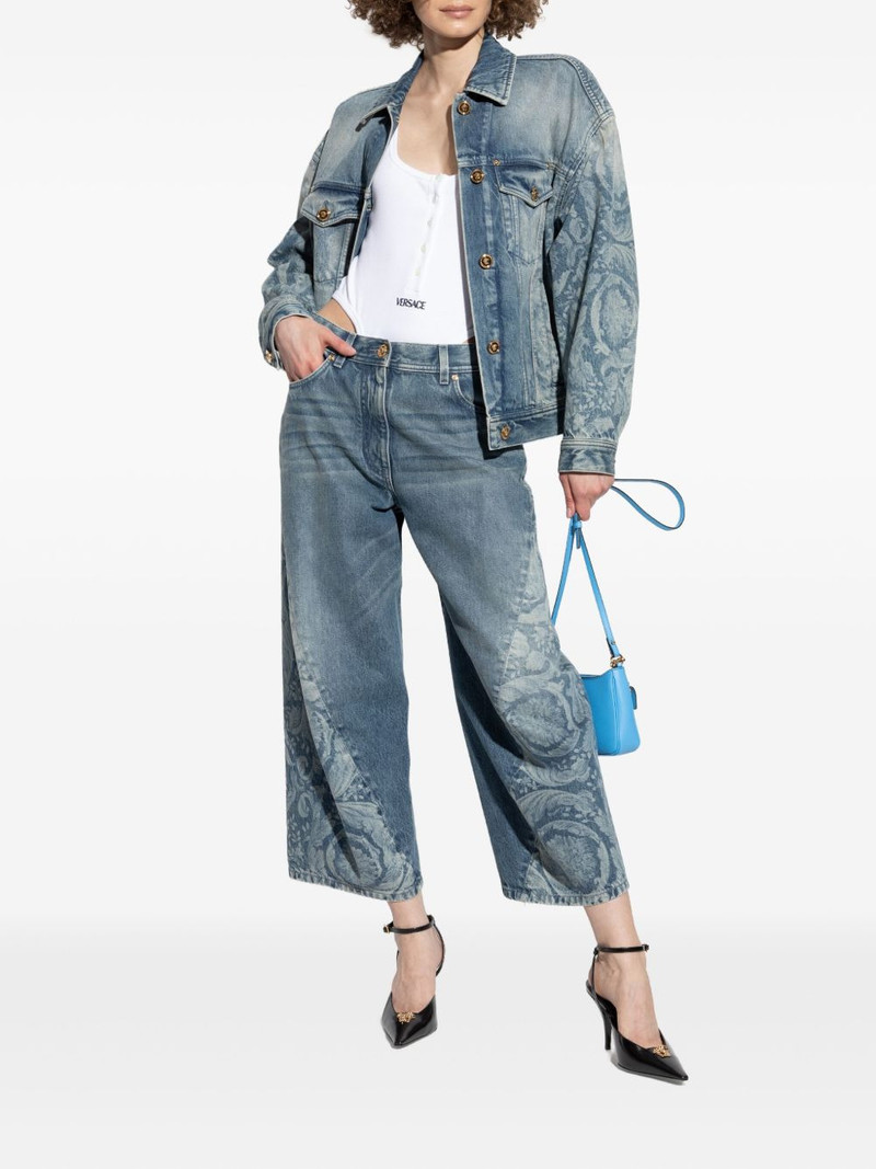 VERSACE floral-print denim jacket outlook