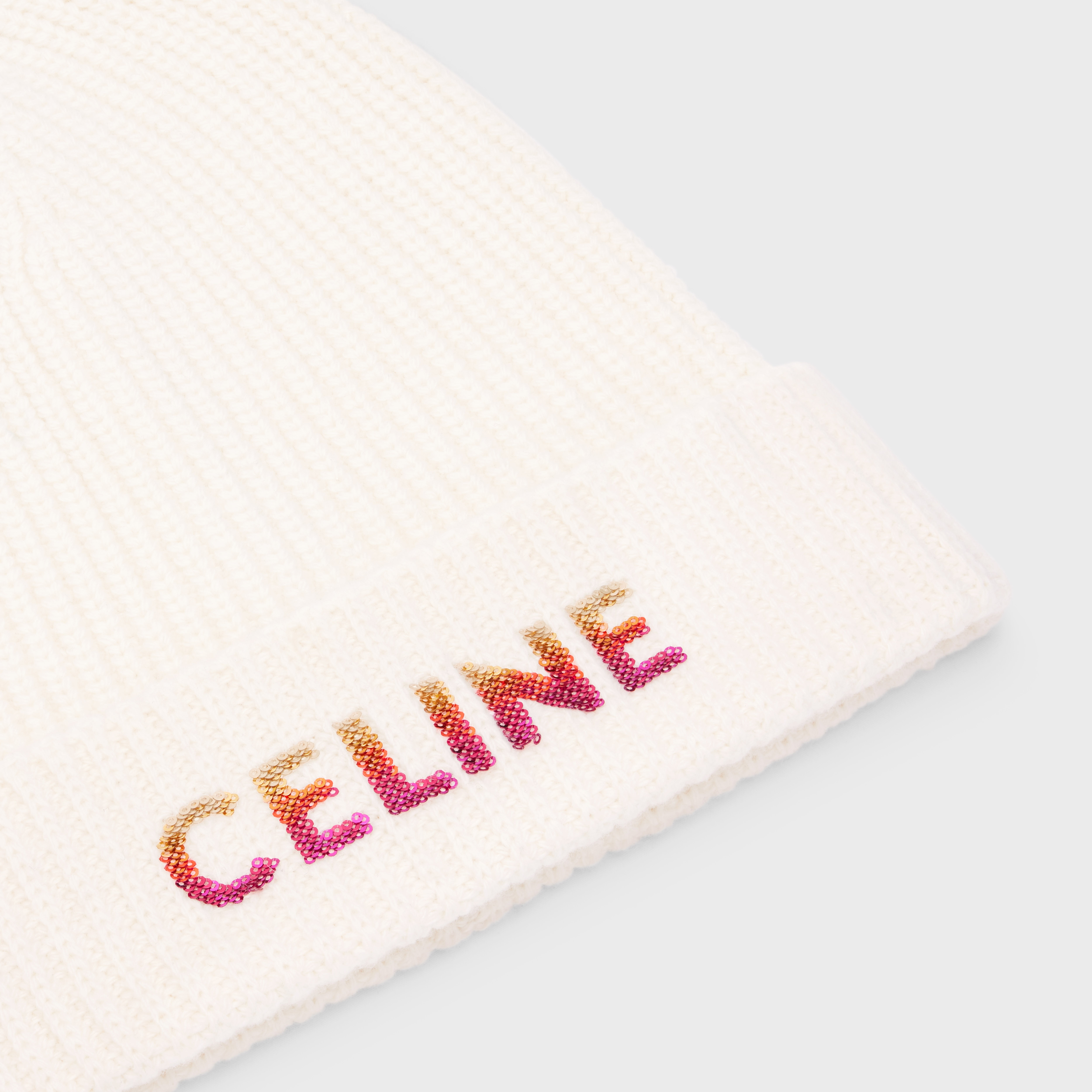 CELINE EMBROIDERED BEANIE IN RIBBED WOOL - 2