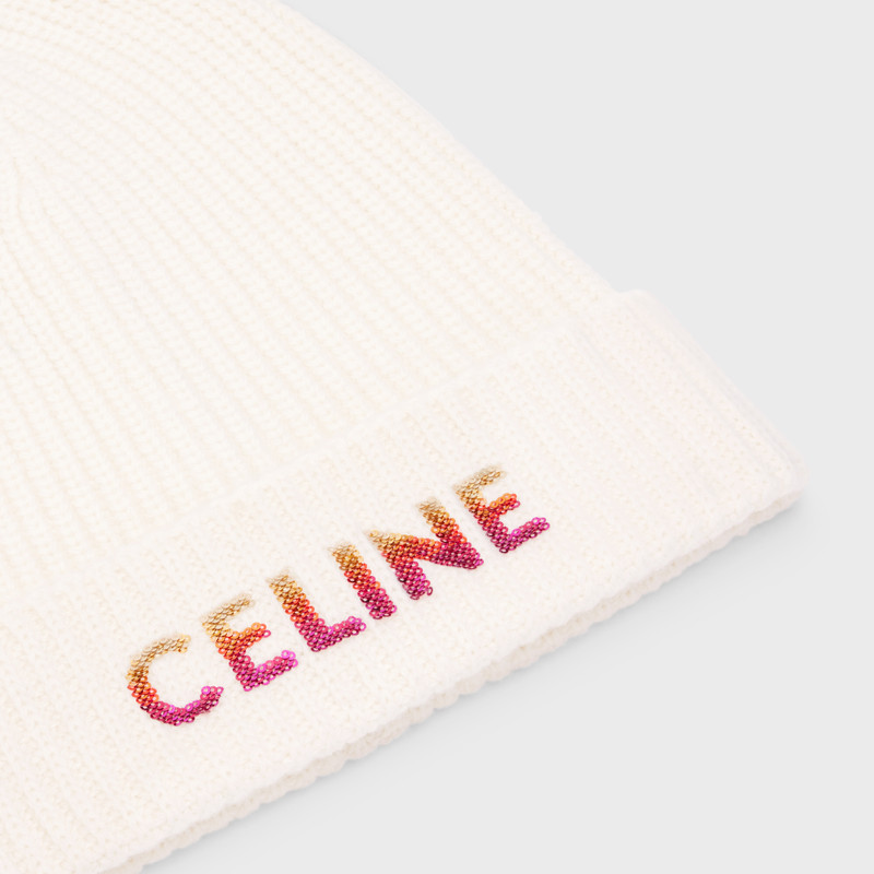 CELINE CELINE EMBROIDERED BEANIE IN RIBBED WOOL outlook