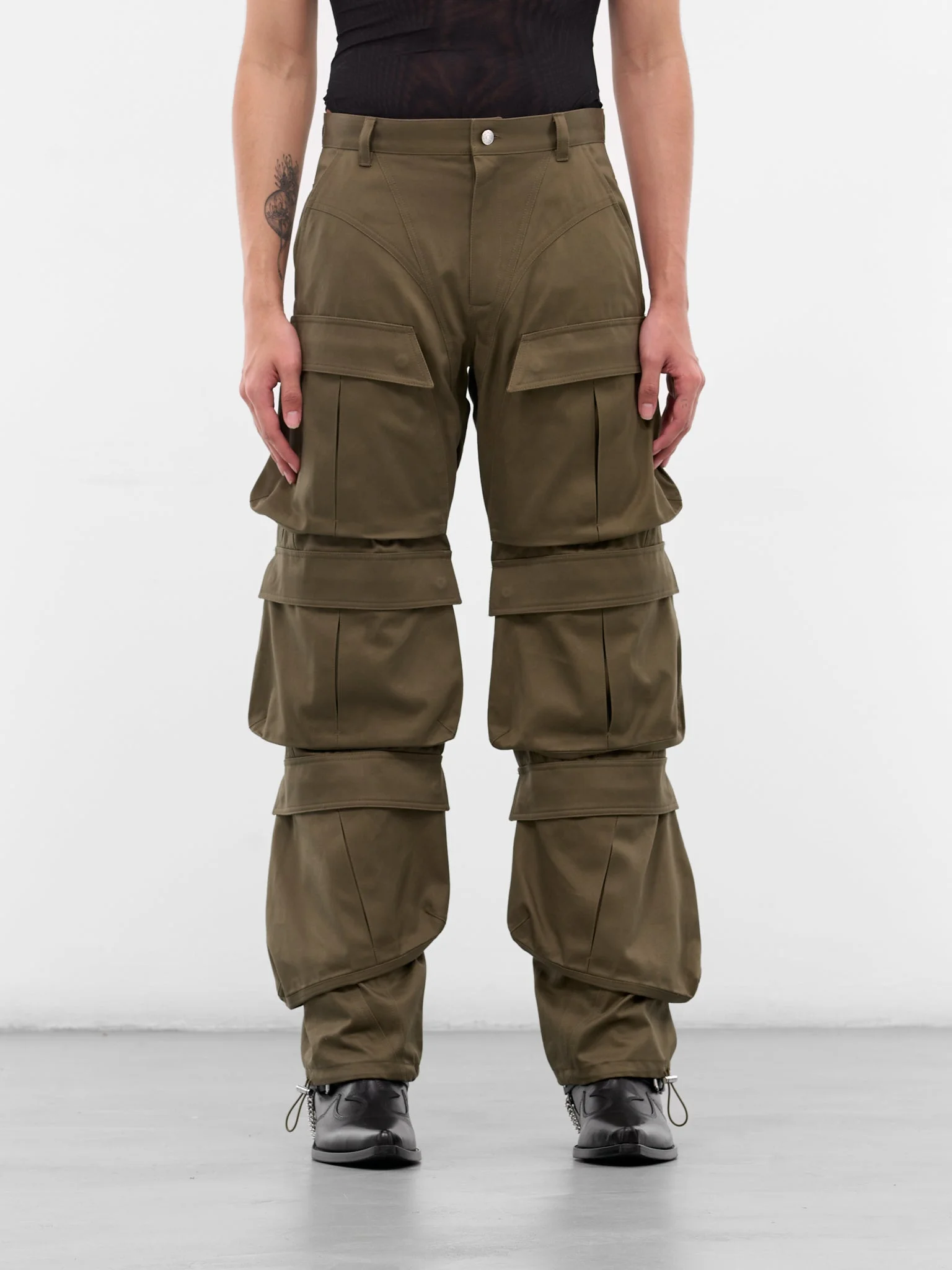 Khaki Multi Pocket Cargo Pants - 1
