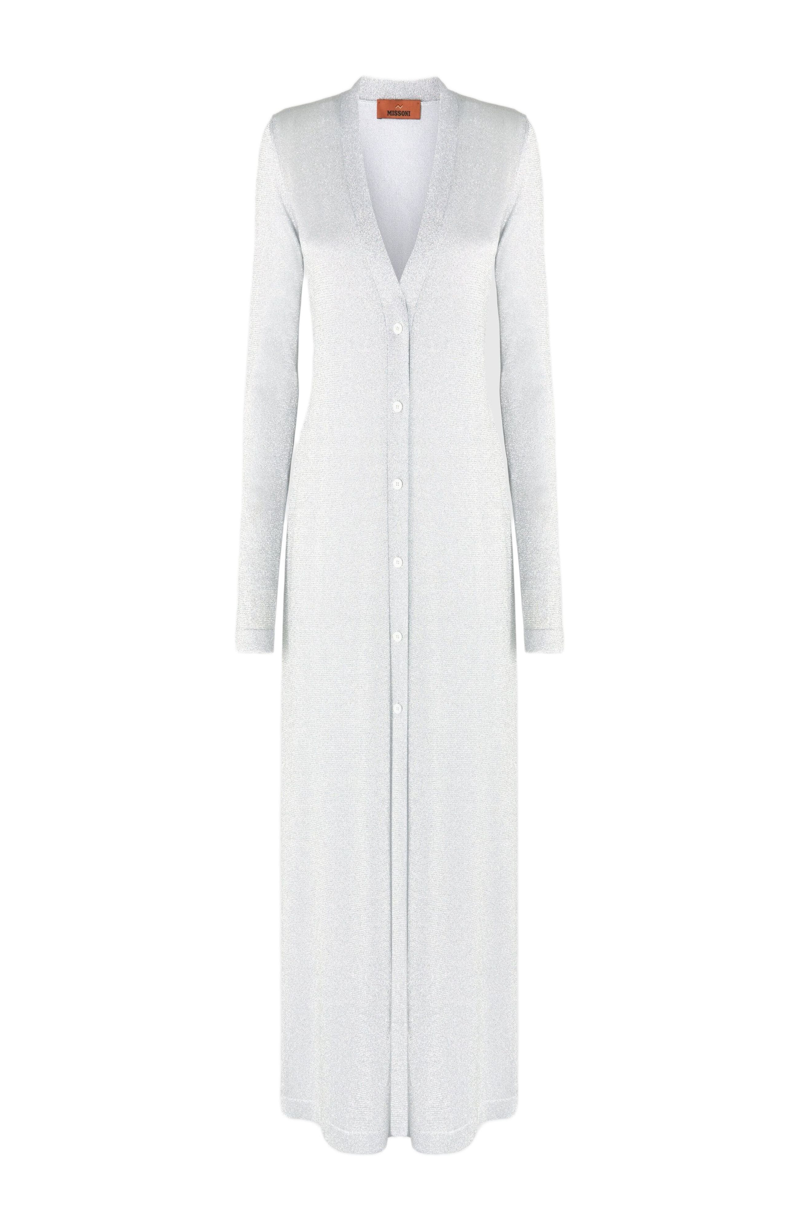 Missoni Long Lamé Viscose Cardigan With V-neck in Silver at Nordstrom - 8