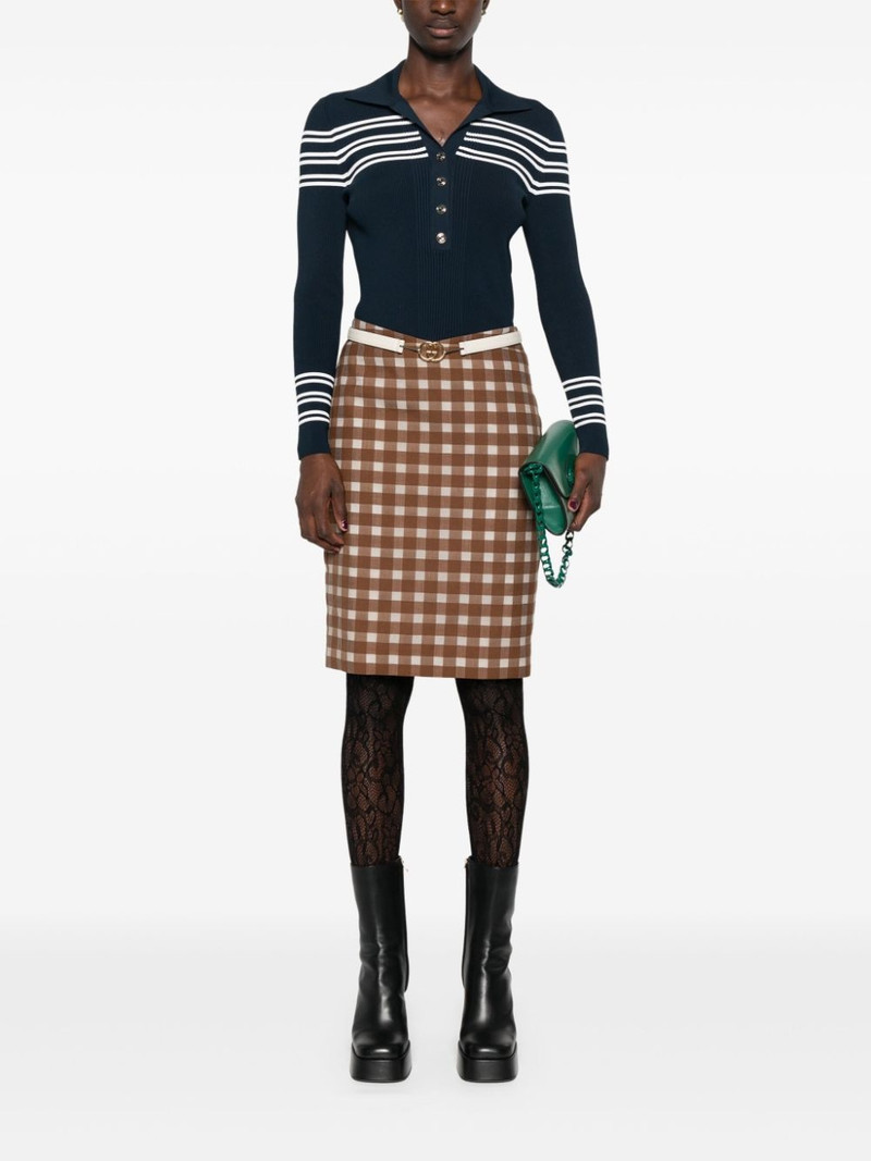 GUCCI striped ribbed-knit polo top outlook