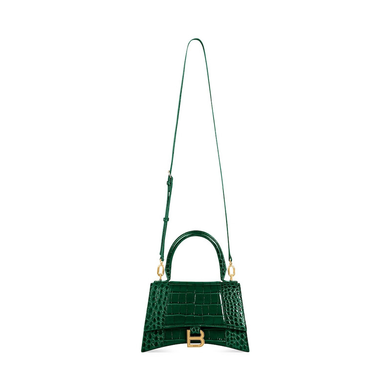 Women's Hourglass Small Handbag Crocodile Embossed in Forest Green 3