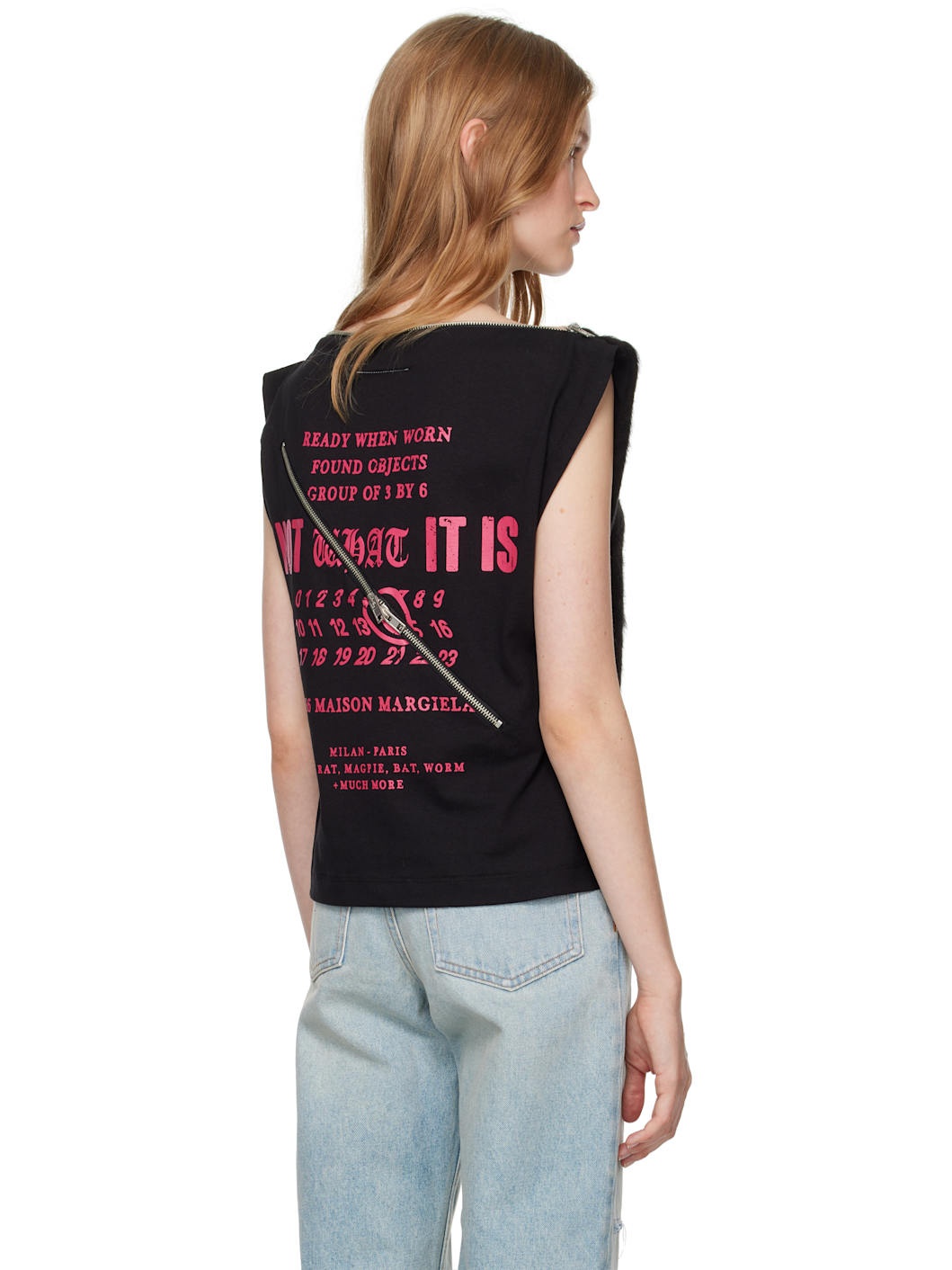 Black Furry Fleece & Cotton Jersey Blouse - 3