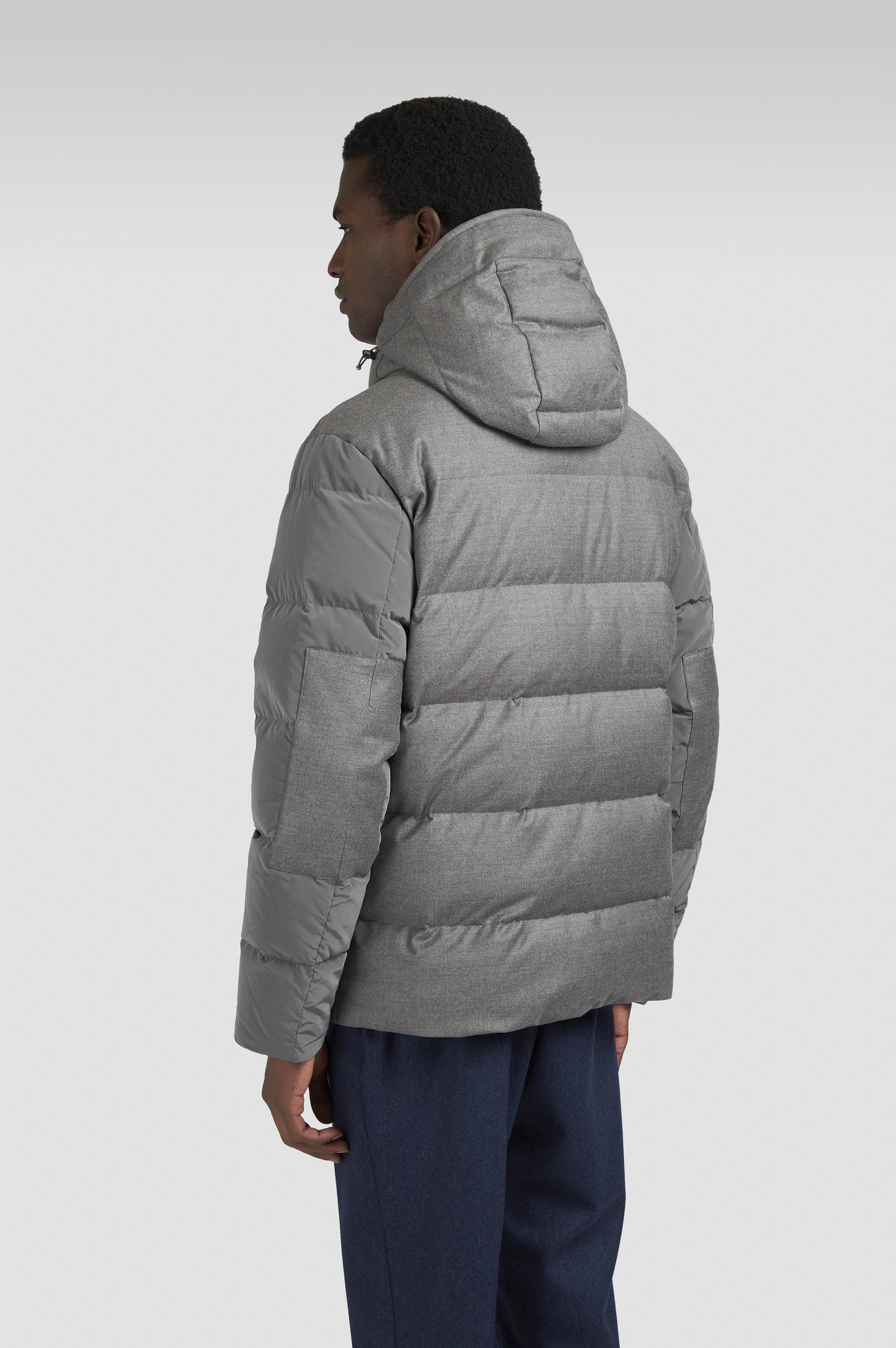 WOOL AND SILK PUFFER JACKET WITH CONTRAST INSERTS - 3