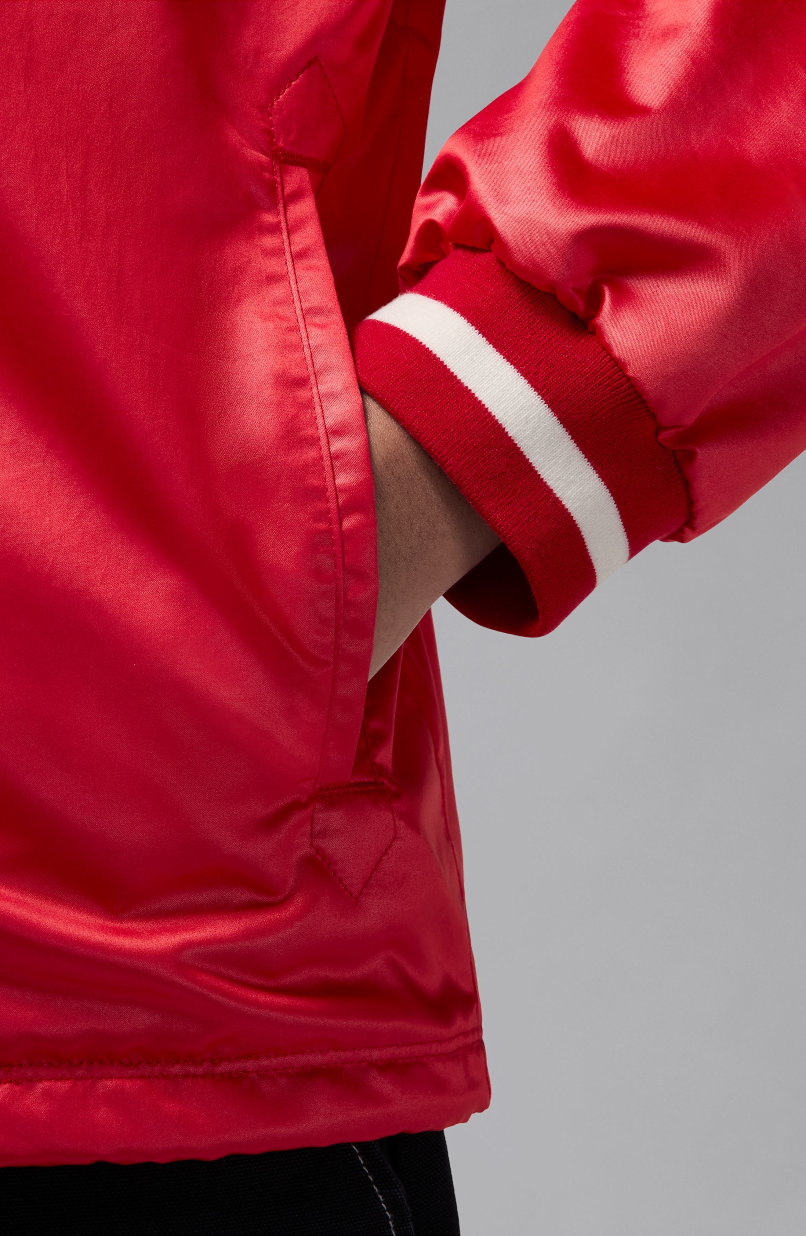 Jordan 40th Anniversary Water Repellent Satin Coach's Jacket in Varsity Red/Sail at Nordstrom - 5